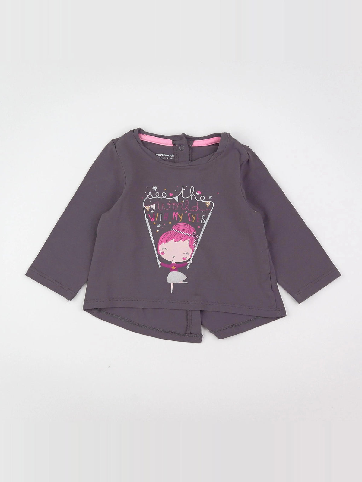 Vertbaudet - tee-shirt gris - 9 mois