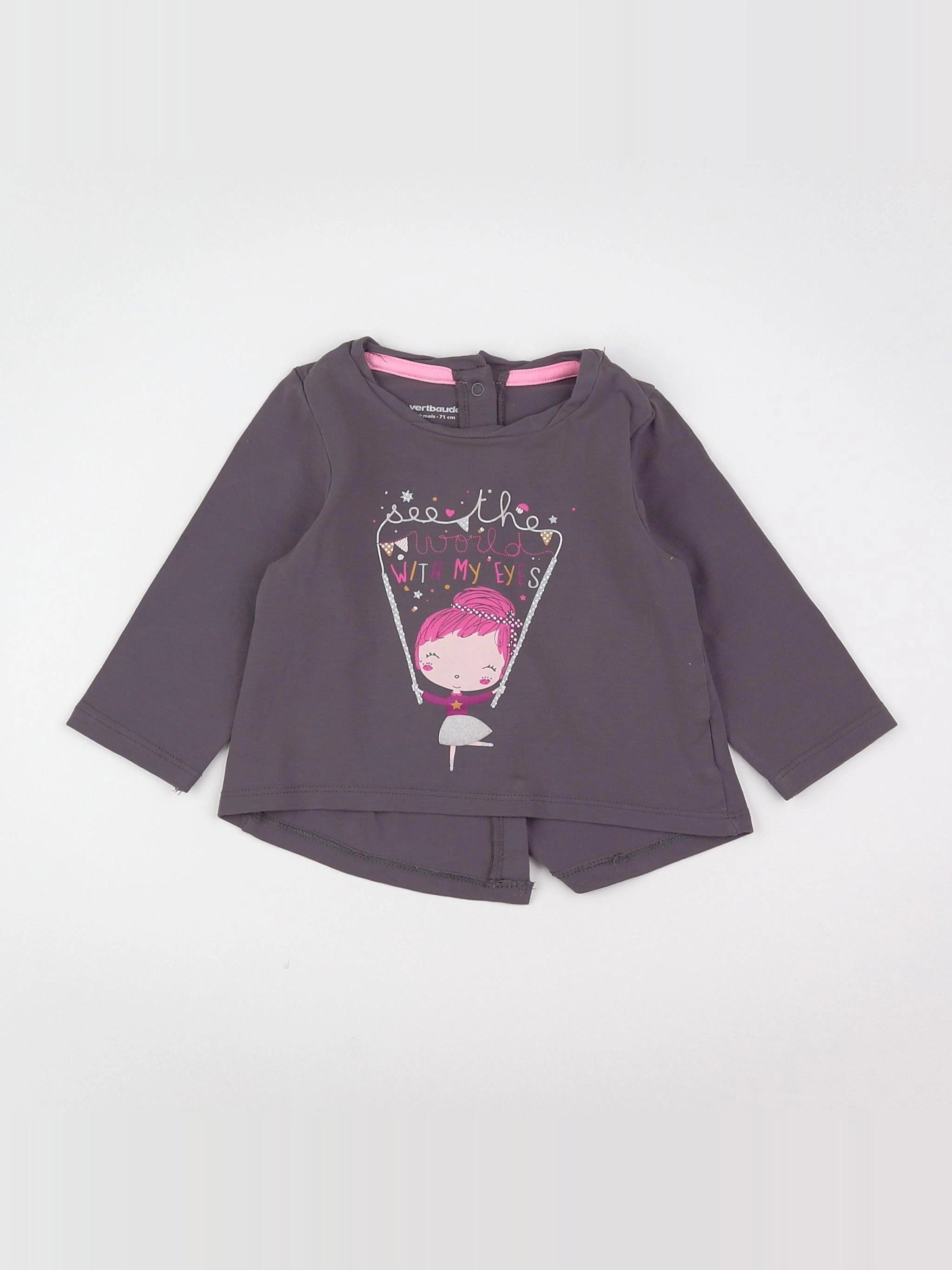 Vertbaudet - tee-shirt gris - 9 mois