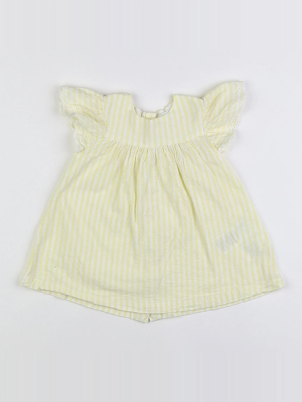Vertbaudet - robe jaune, blanc - 12 mois