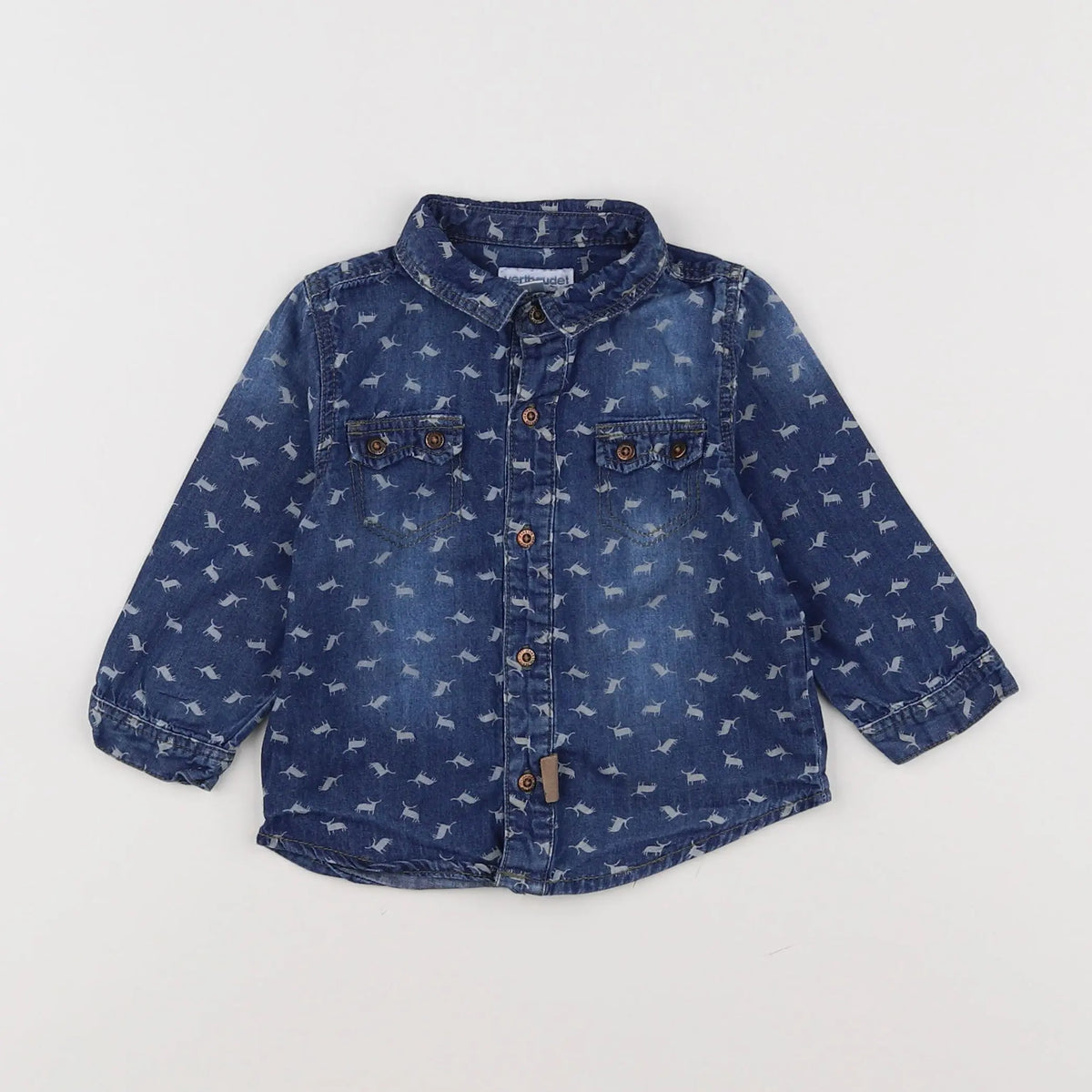 Vertbaudet - chemise bleu - 12 mois