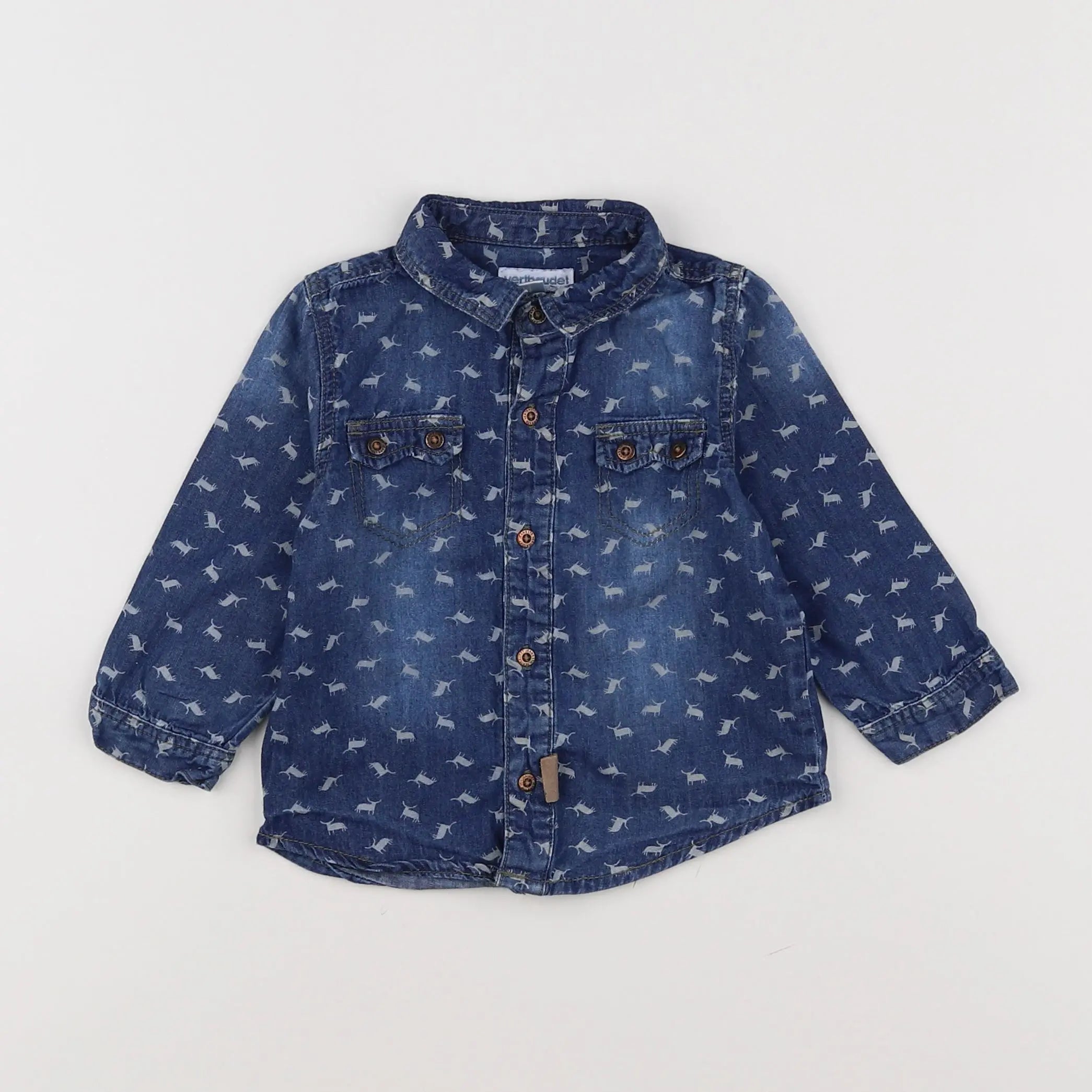 Vertbaudet - chemise bleu - 12 mois