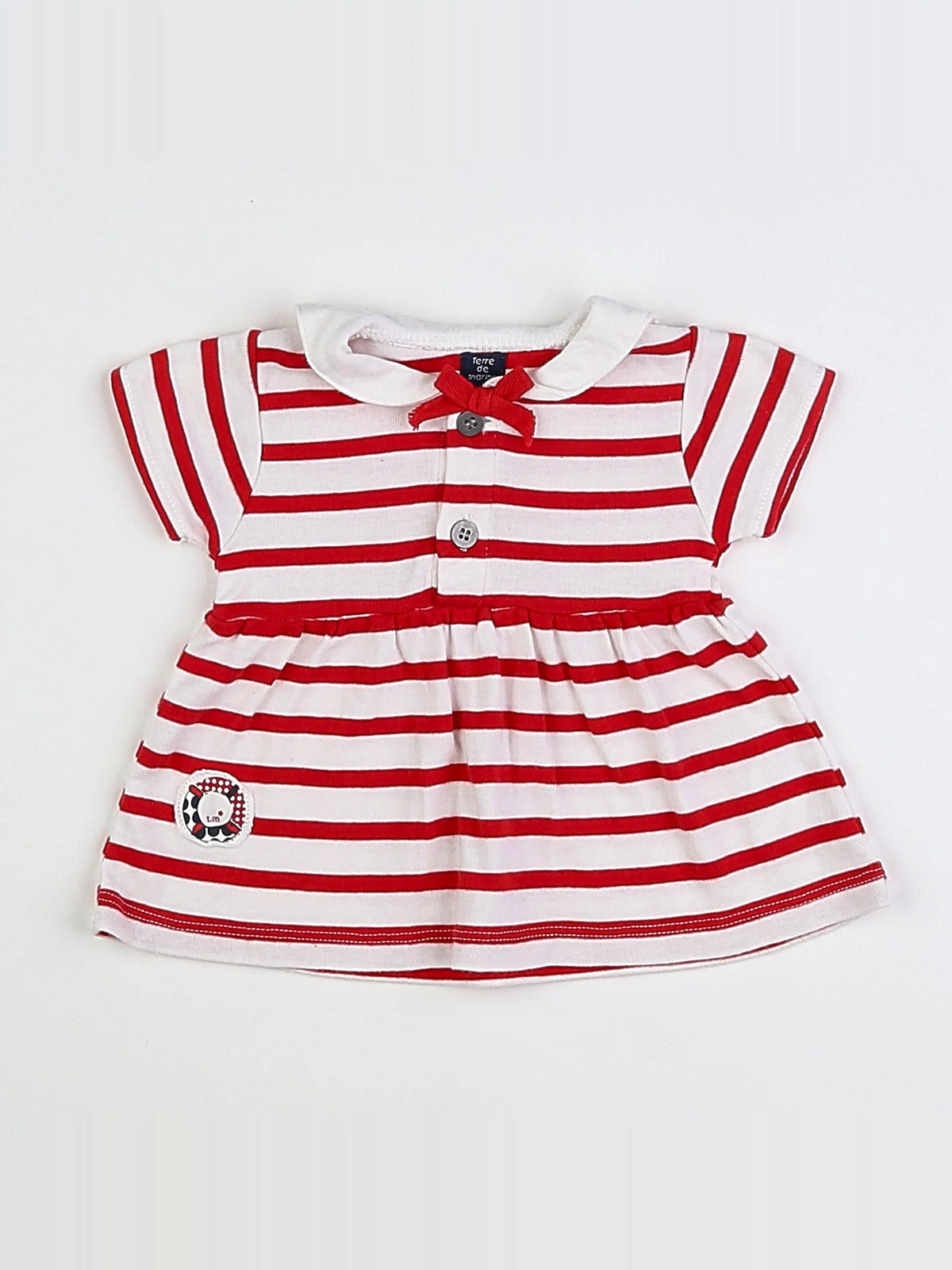 Terre de marins - tee-shirt blanc, rouge - 3 mois