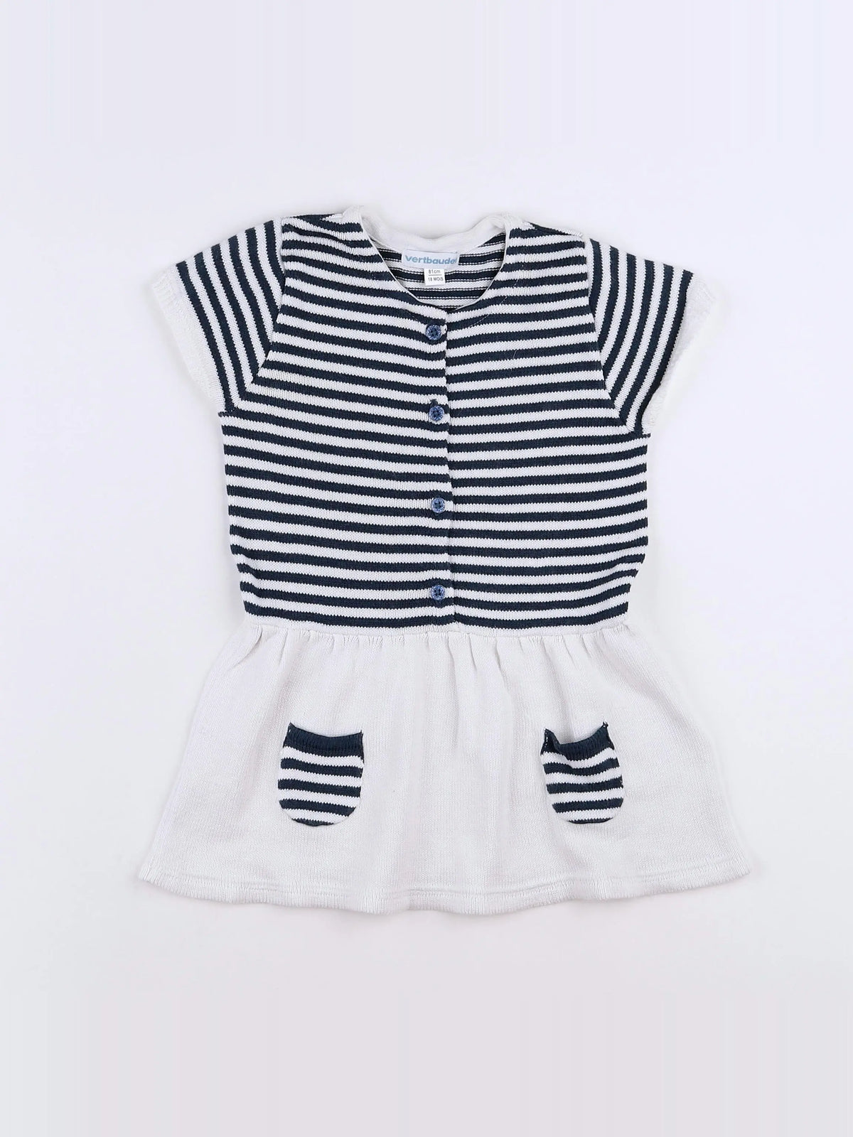 Vertbaudet - robe blanc, bleu - 18 mois