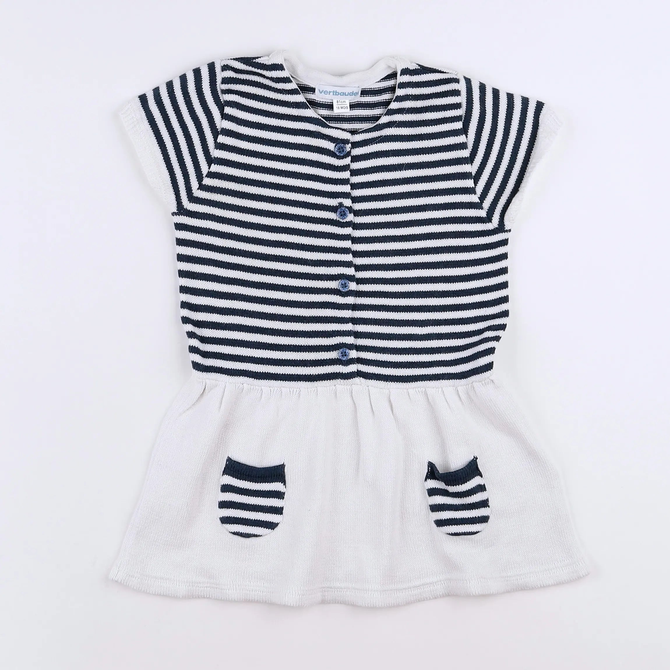 Vertbaudet - robe blanc, bleu - 18 mois