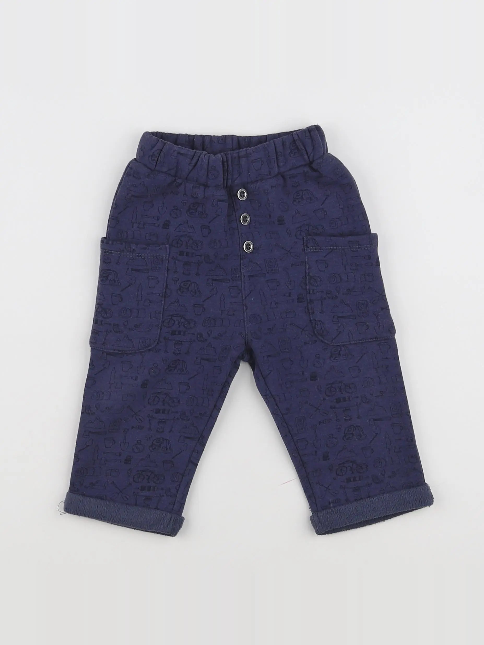 Vertbaudet - jogging blanc, bleu - 9 mois