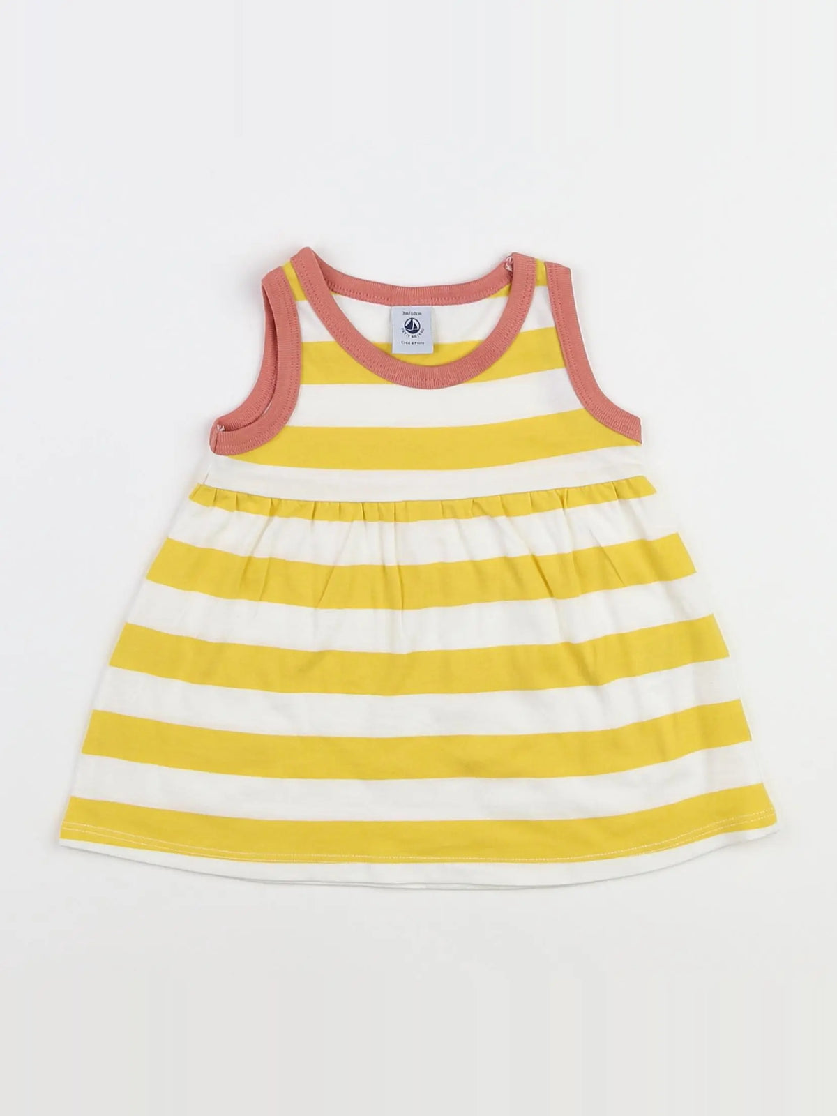 Petit Bateau - robe blanc, jaune - 3 mois