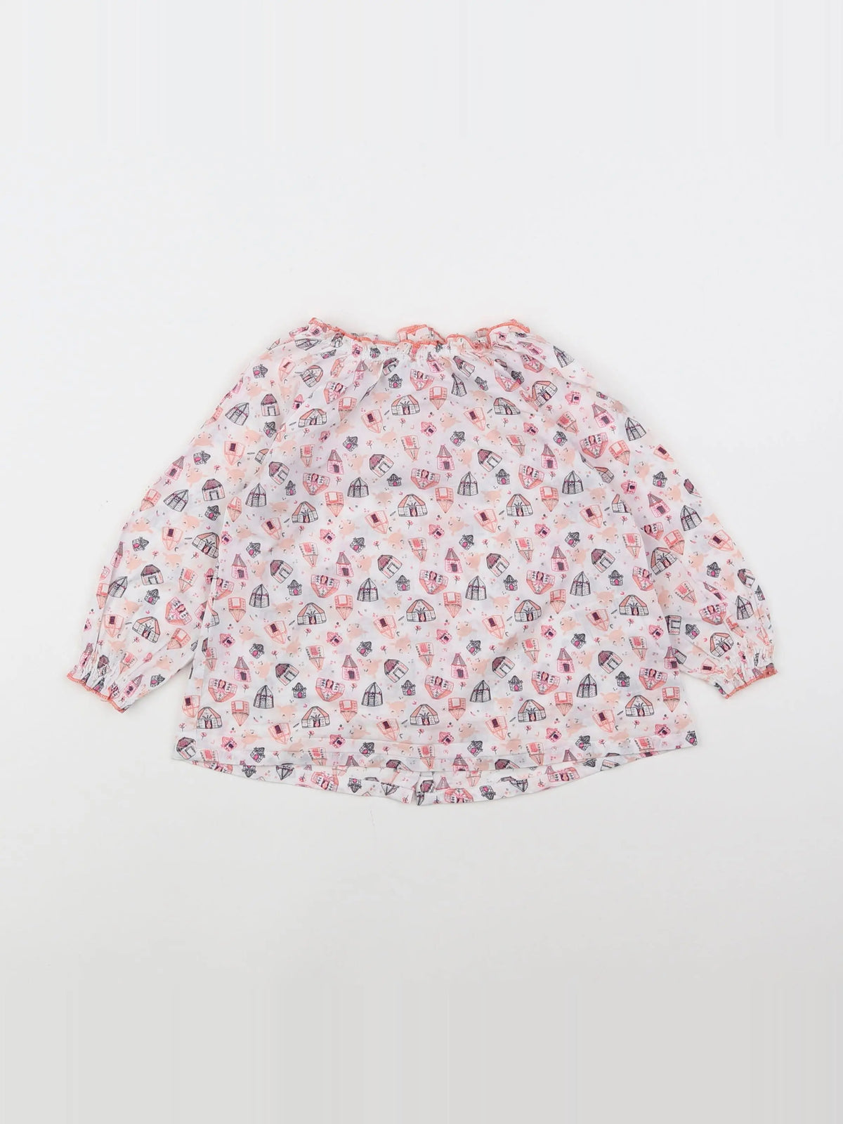 Vertbaudet - blouse blanc, rose - 18 mois