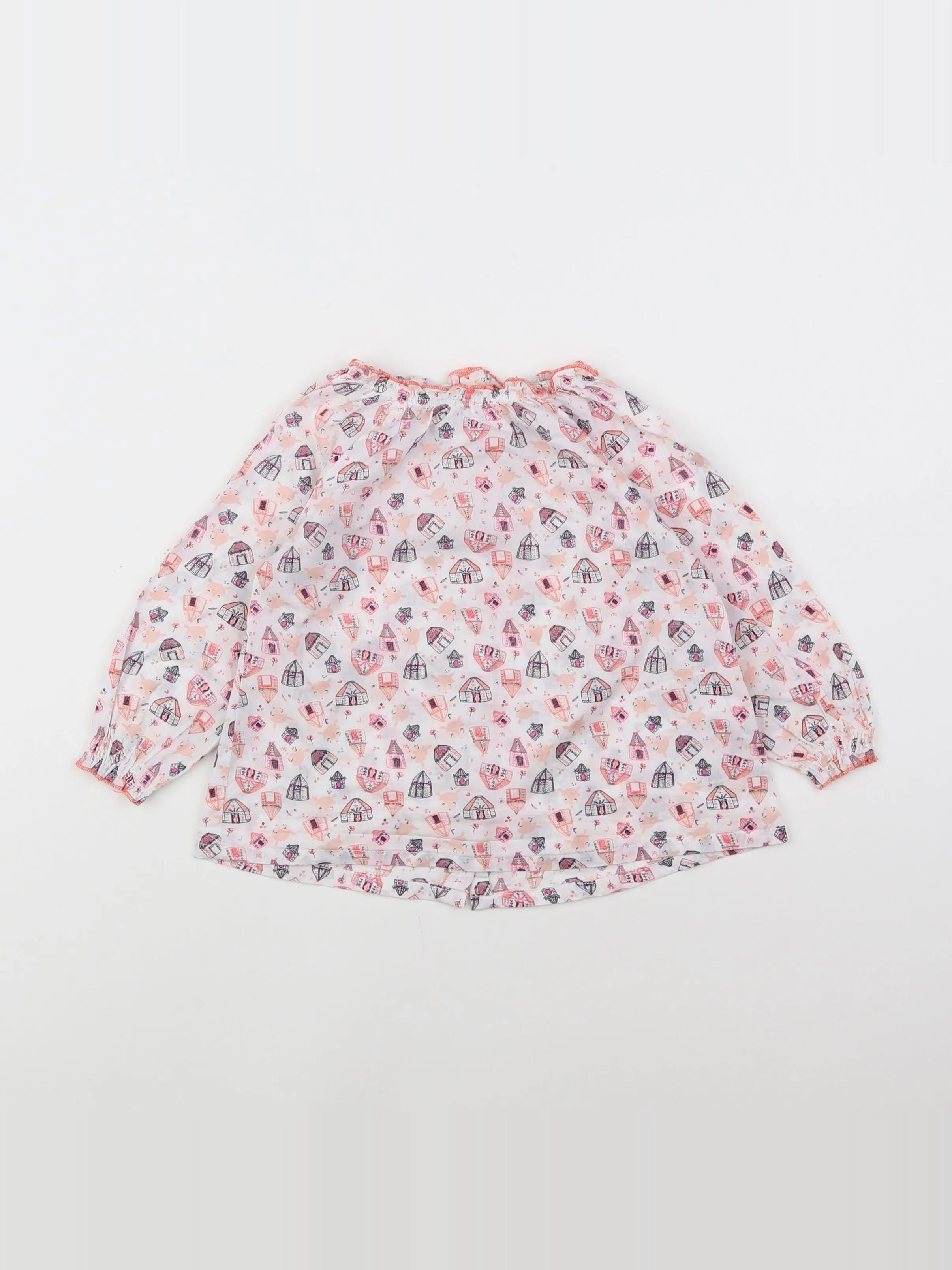 Vertbaudet - blouse blanc, rose - 18 mois