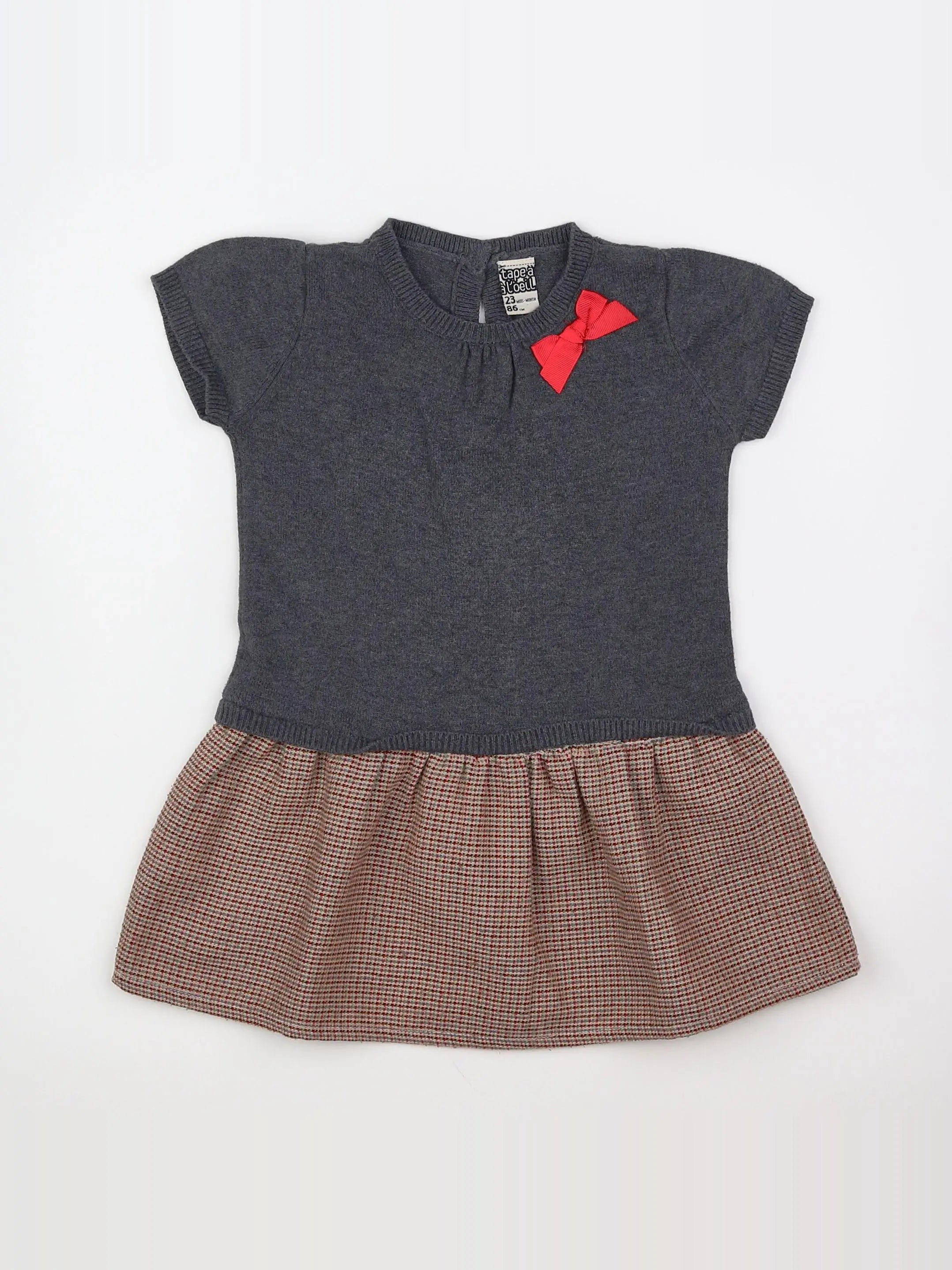 Tape à l'oeil - robe marron, gris - 2 ans