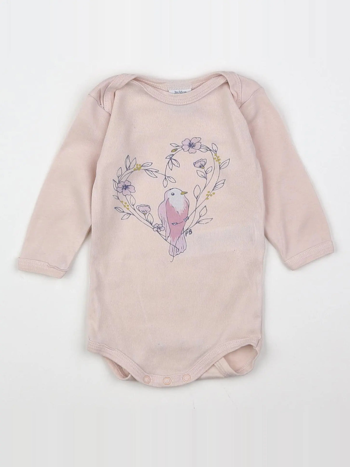 Petit Bateau - body rose, blanc - 3 mois