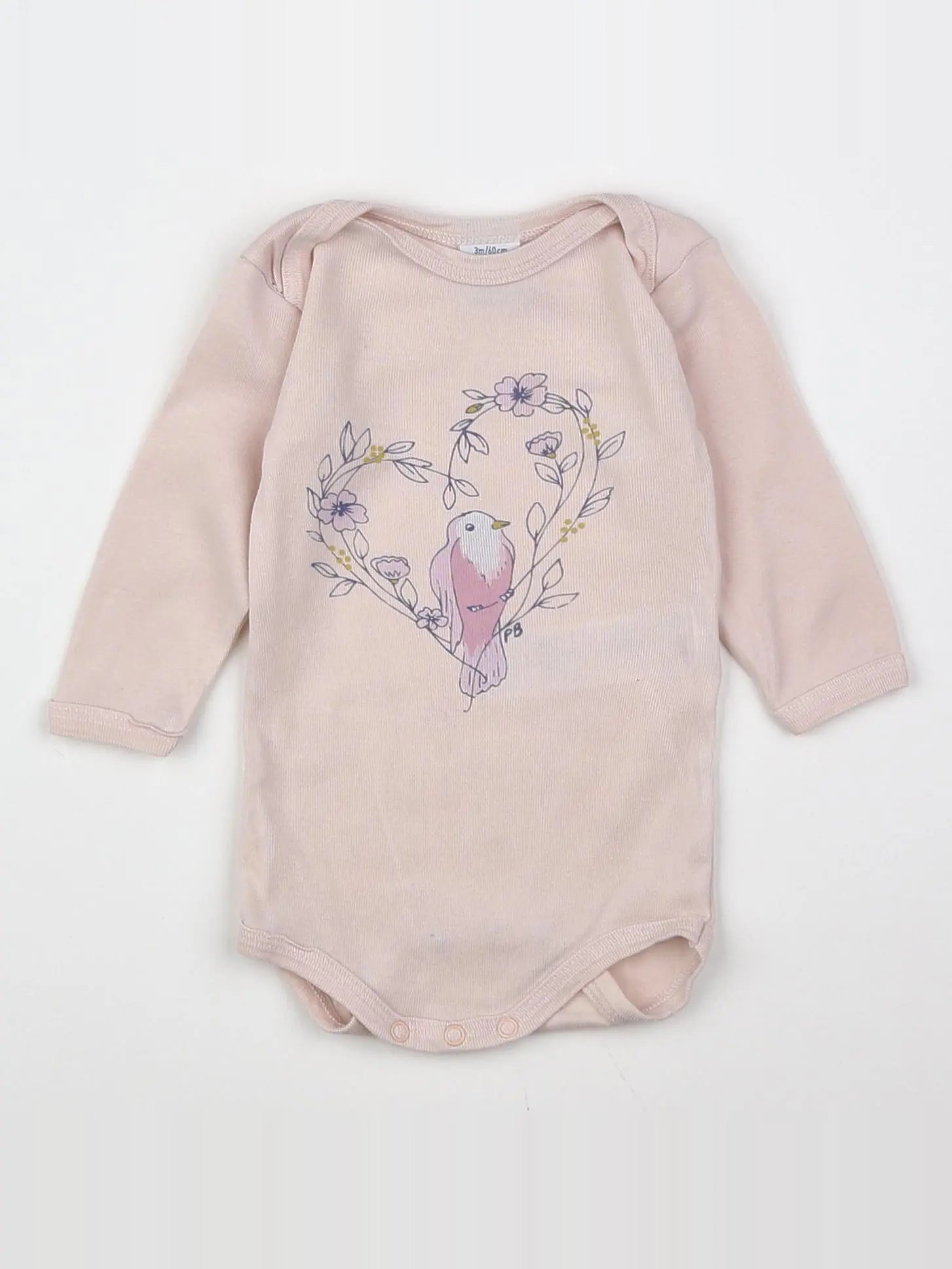 Petit Bateau - body rose, blanc - 3 mois