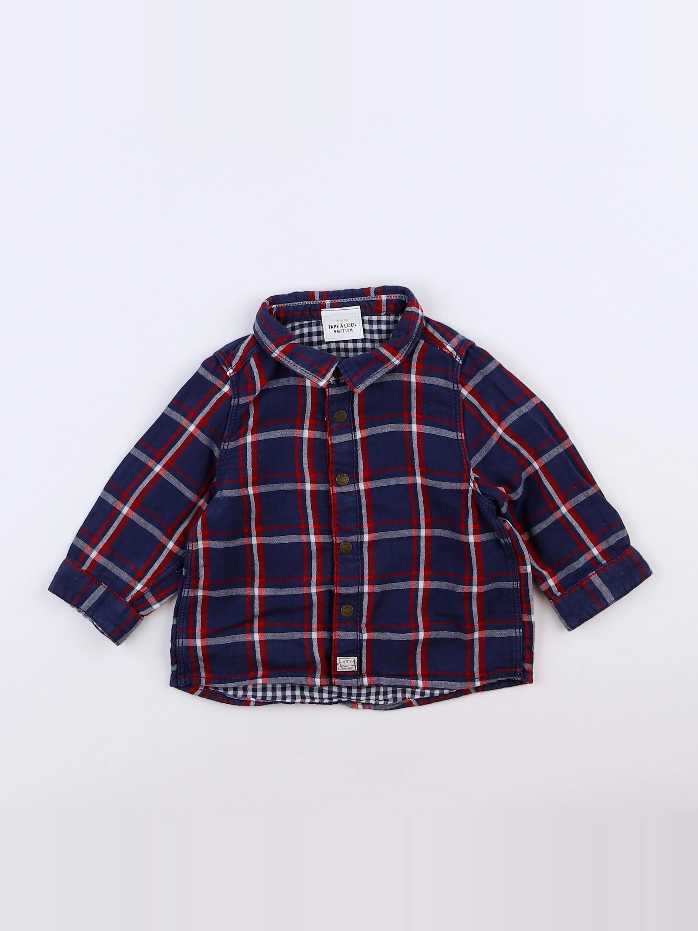Tape à l'oeil - chemise bleu, rouge - 9 mois