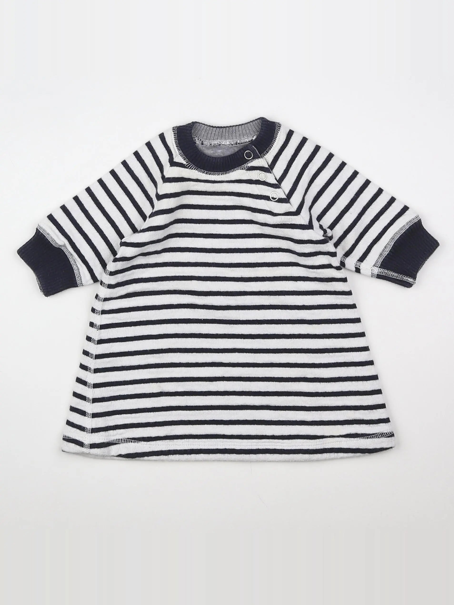 Petit Bateau - robe blanc, bleu - 3 mois
