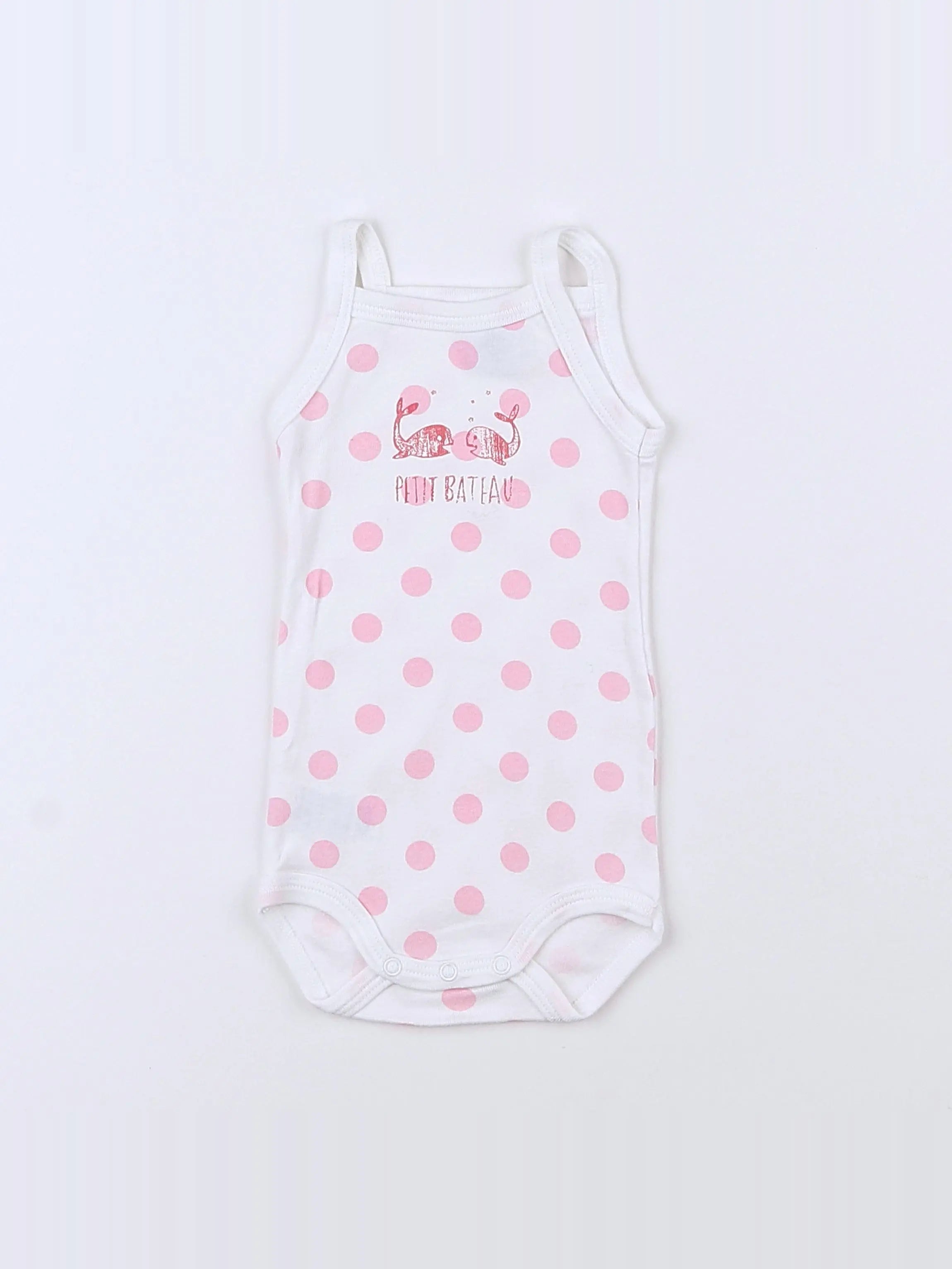 Petit Bateau - body blanc, rose - 3 mois