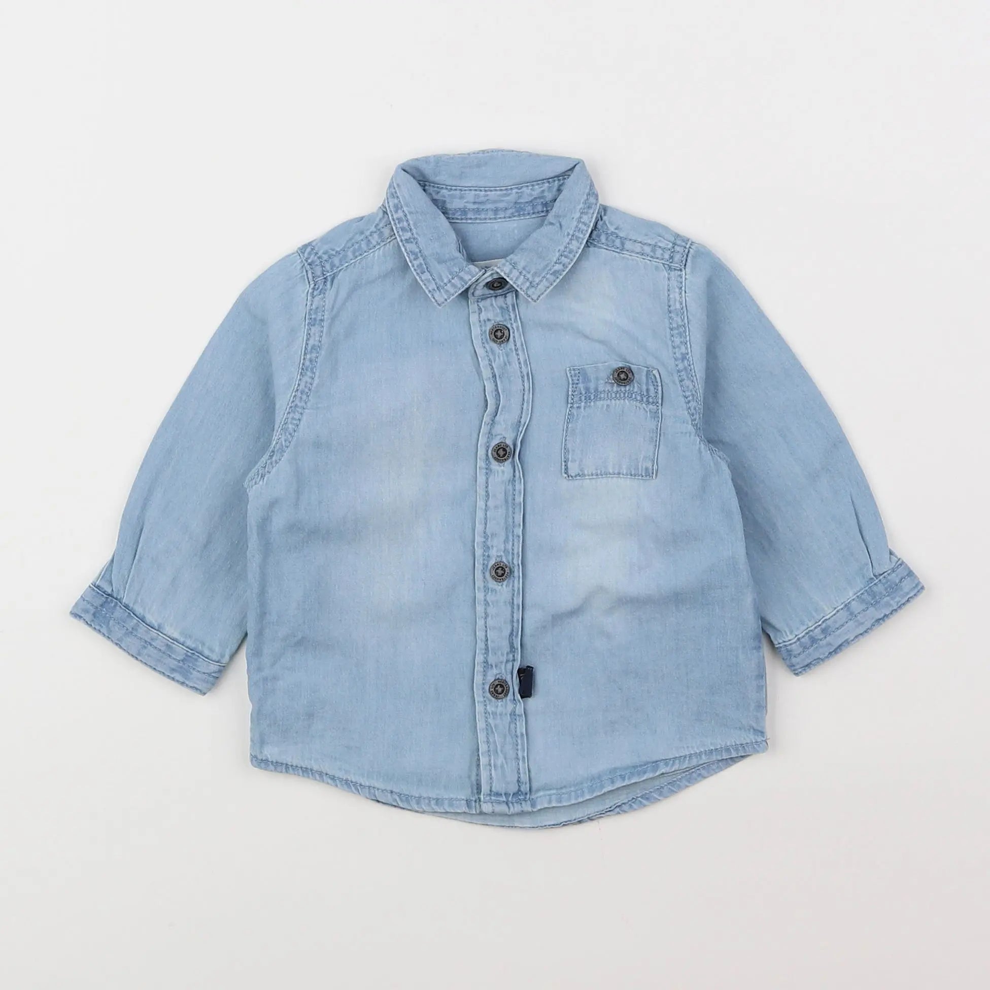 Vertbaudet - chemise bleu - 6 mois