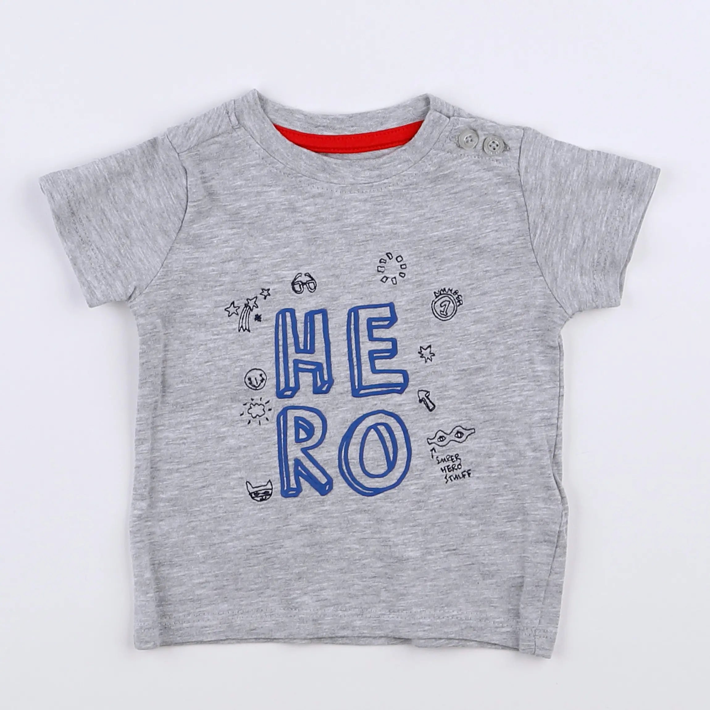 Vertbaudet - tee-shirt gris, bleu - 3 mois