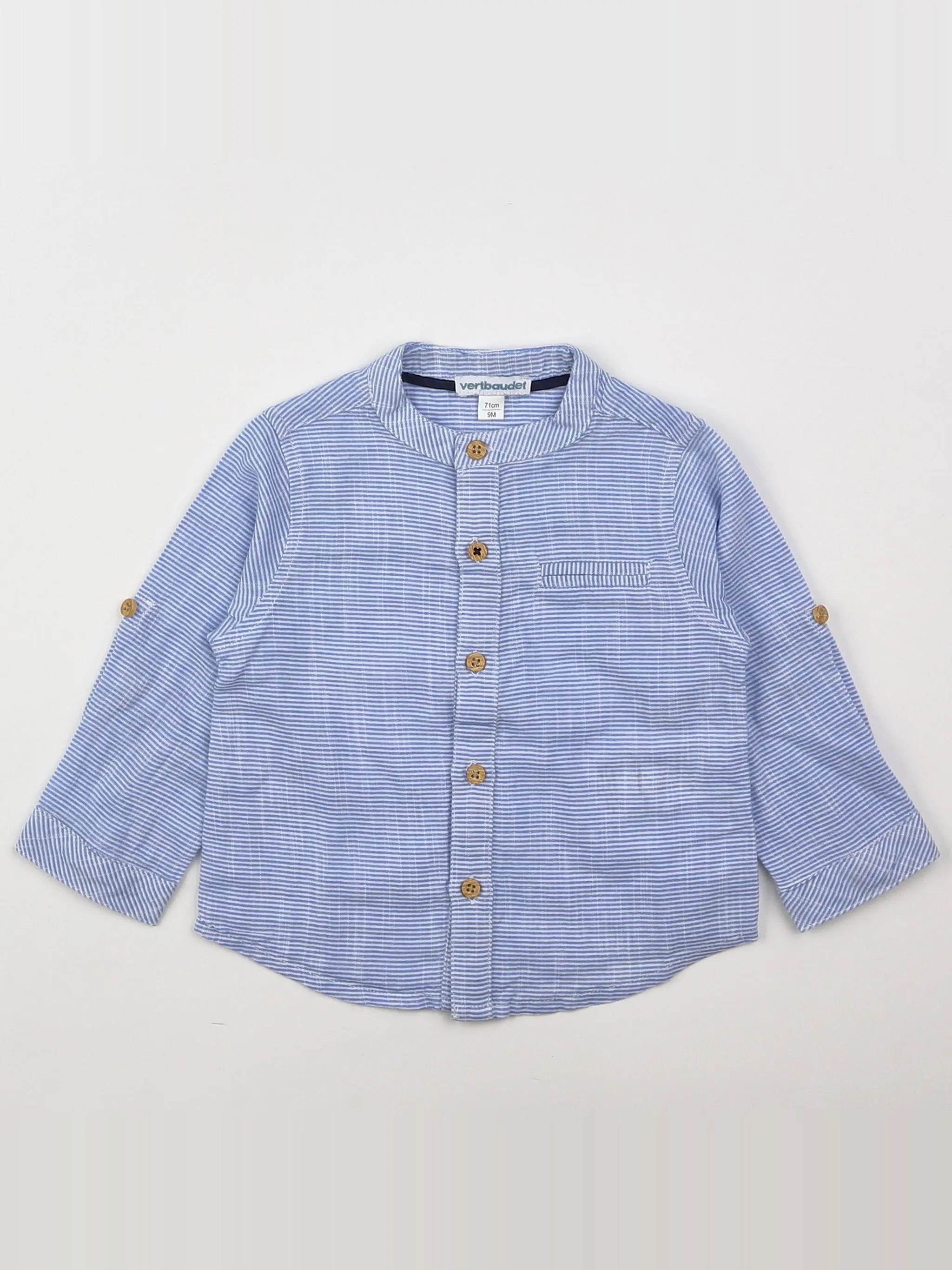Vertbaudet - chemise bleu - 9 mois