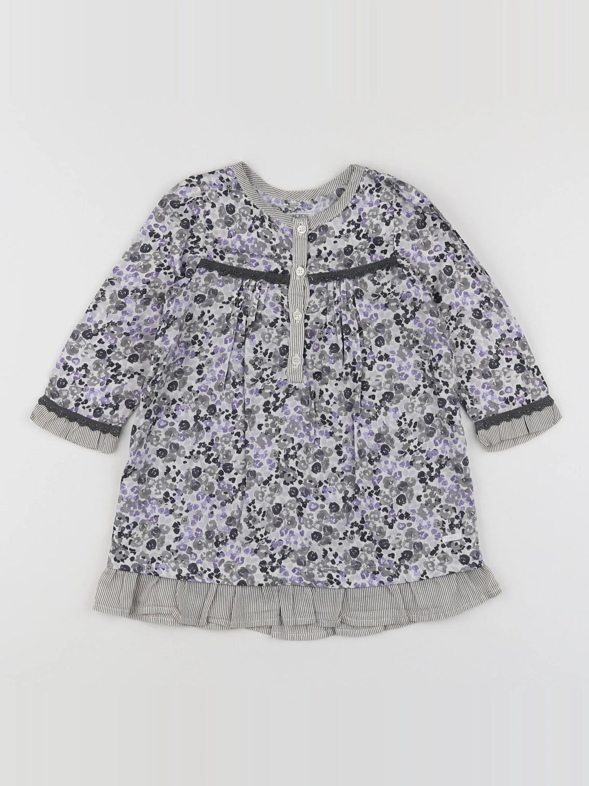IKKS - robe gris, violet - 18 mois