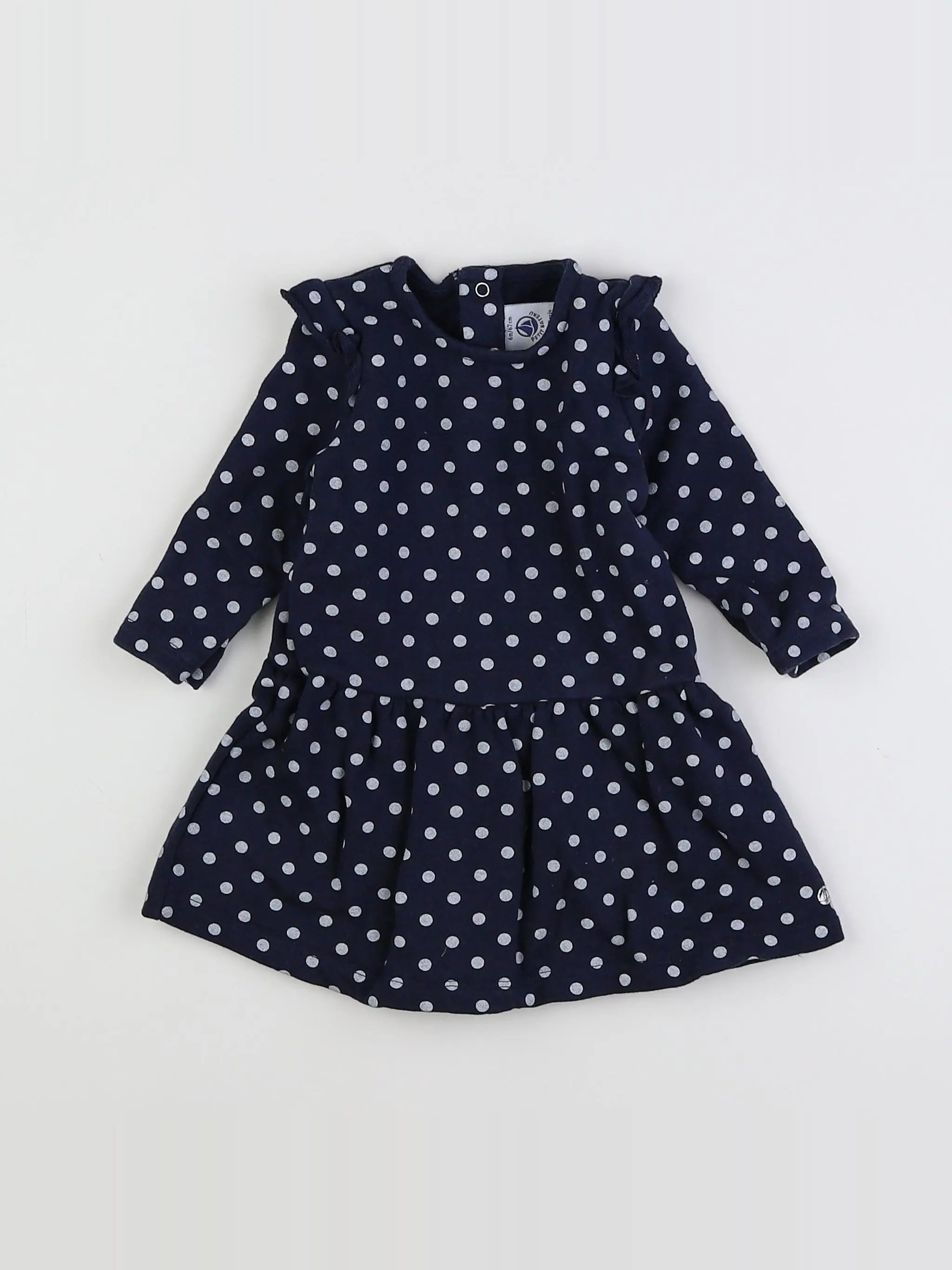 Petit Bateau - robe bleu, blanc - 6 mois