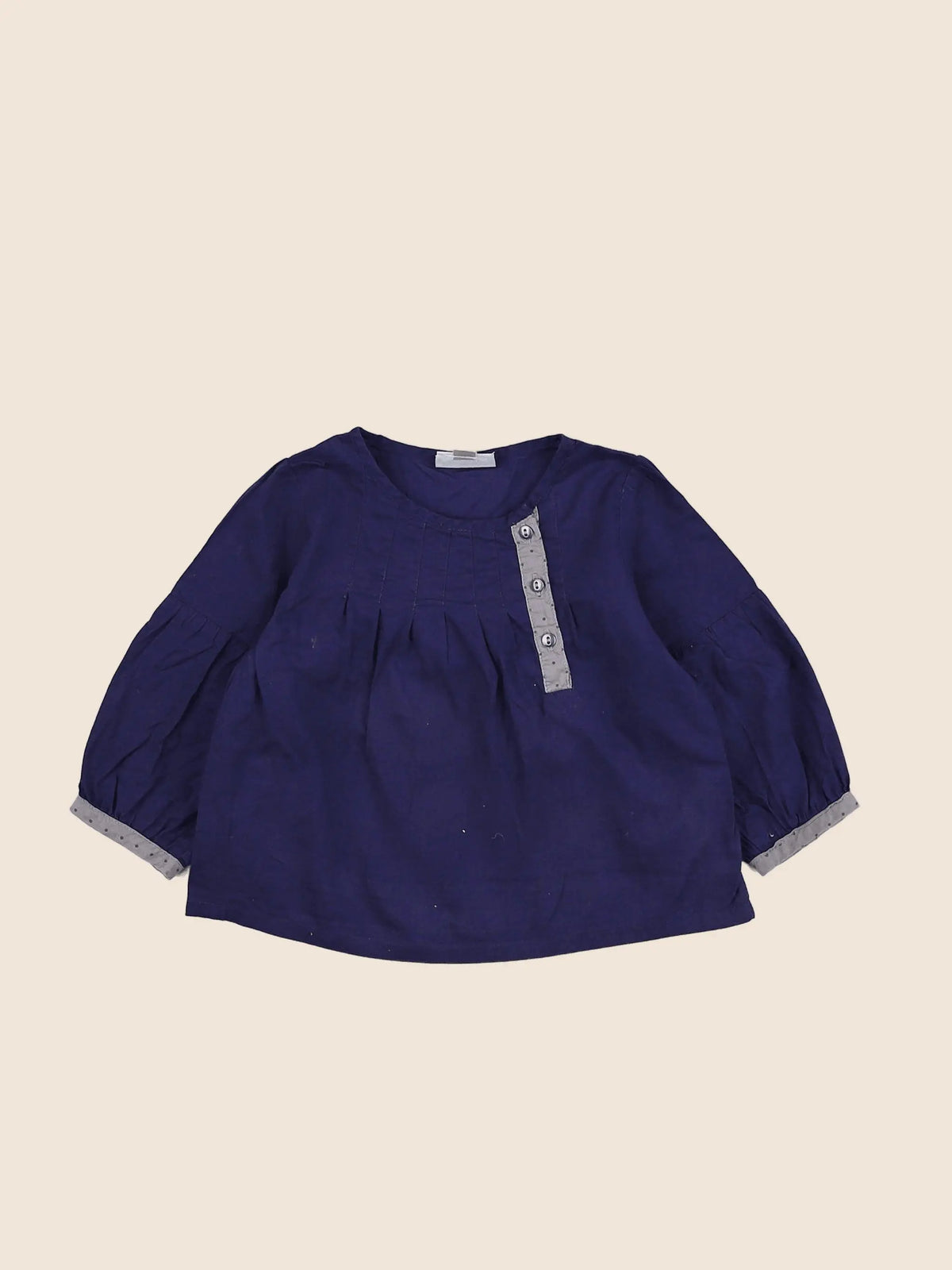 Vertbaudet - blouse bleu, gris - 9 mois