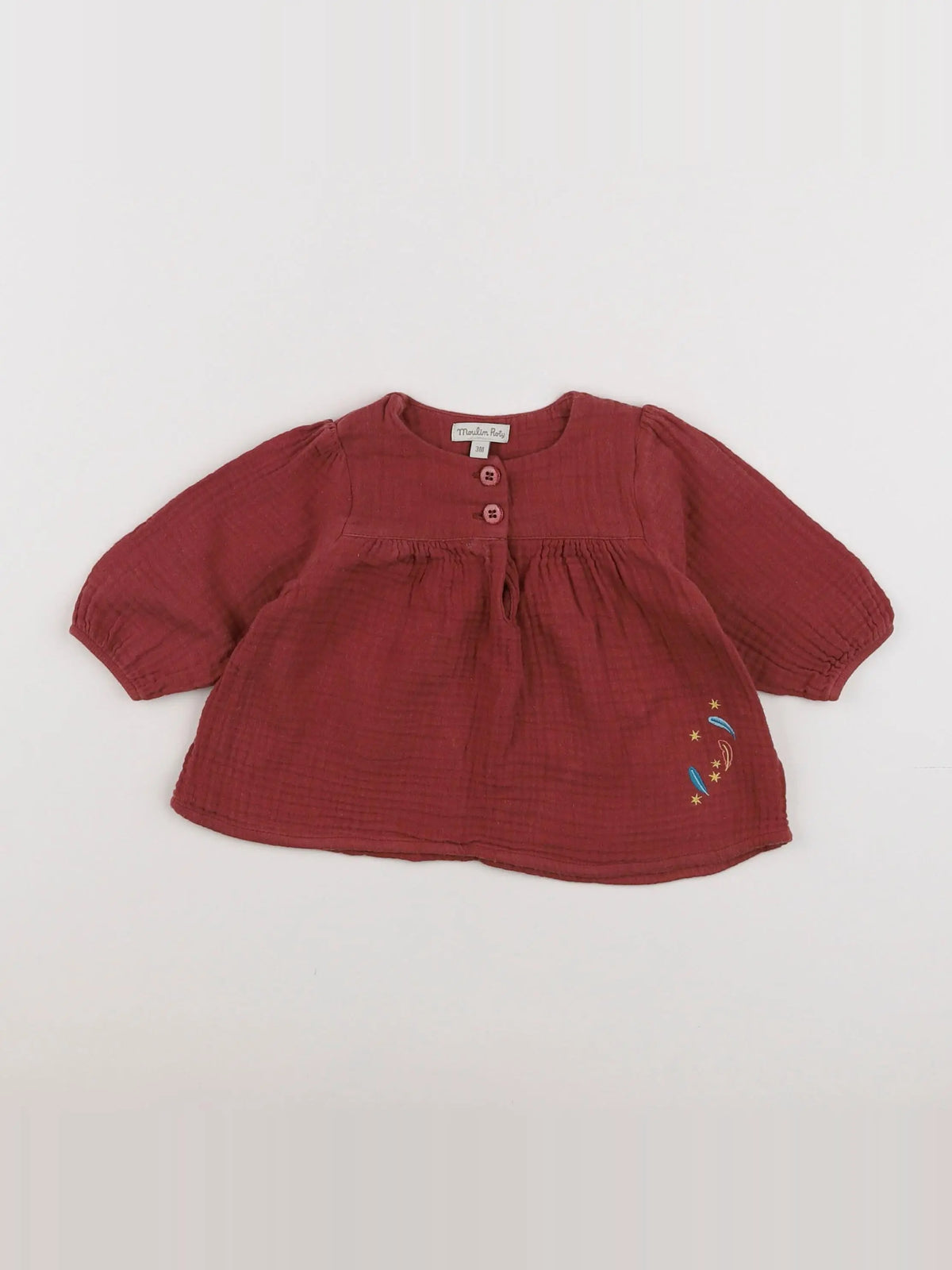 Moulin Roty - blouse rouge, rose - 3 mois