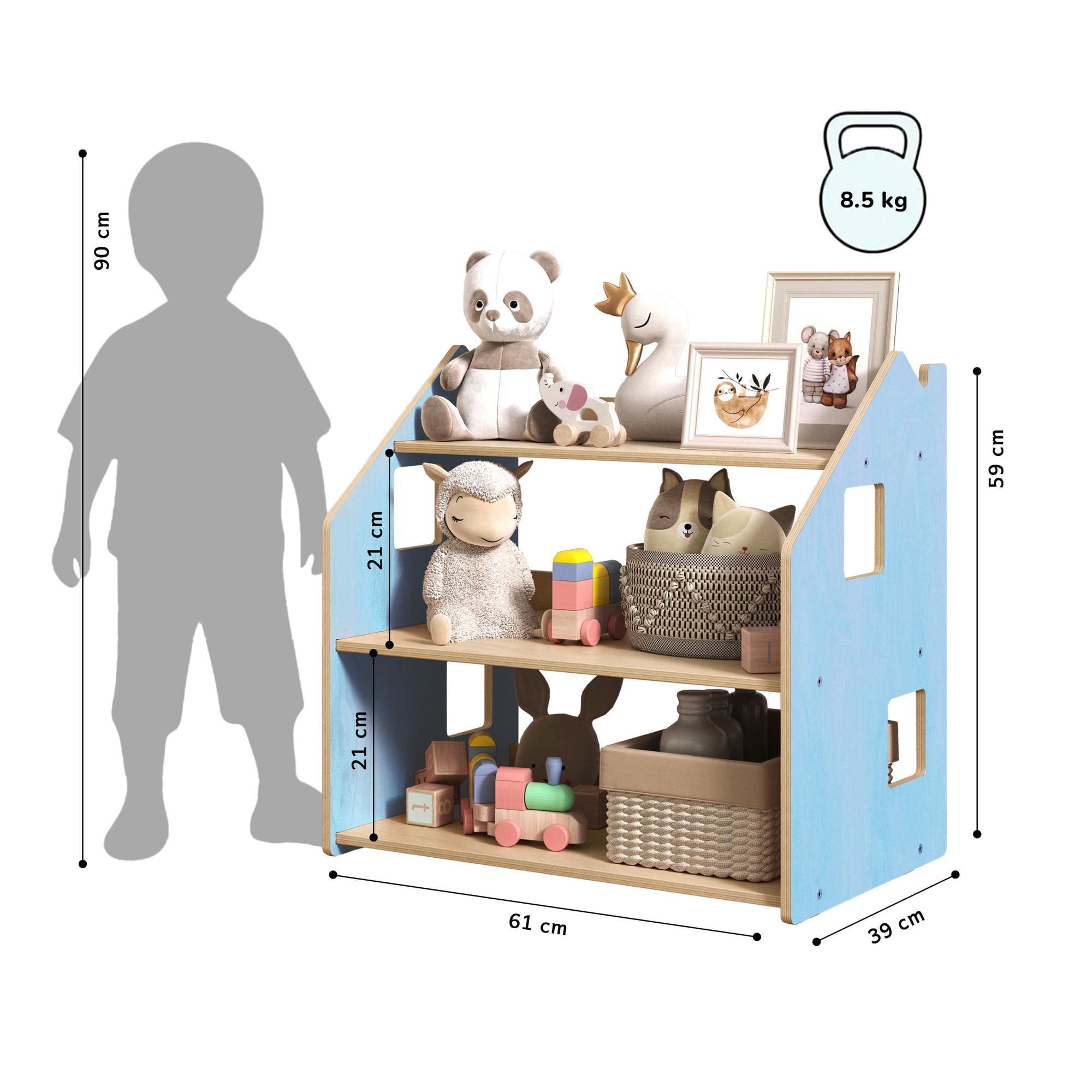 Étagère à jouets - Couleur bleu clair / rose