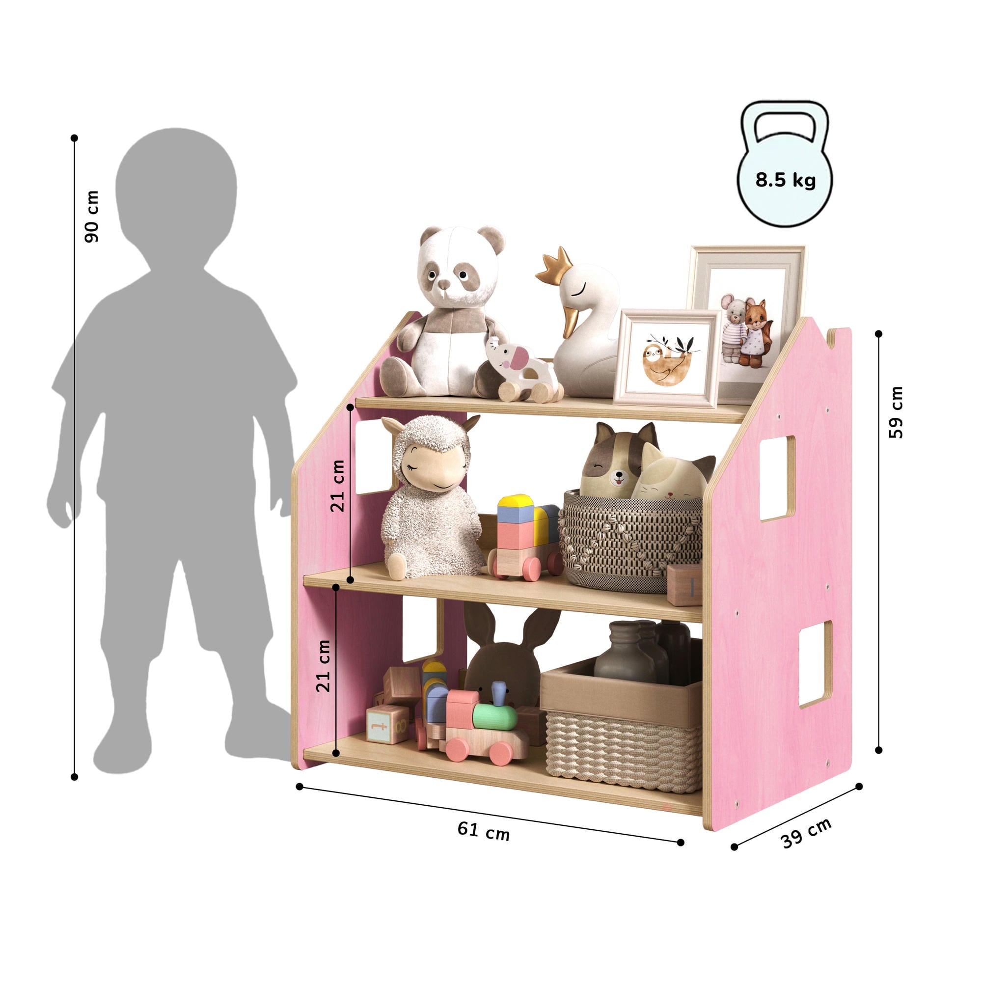 Étagère à jouets - Couleur bleu clair / rose