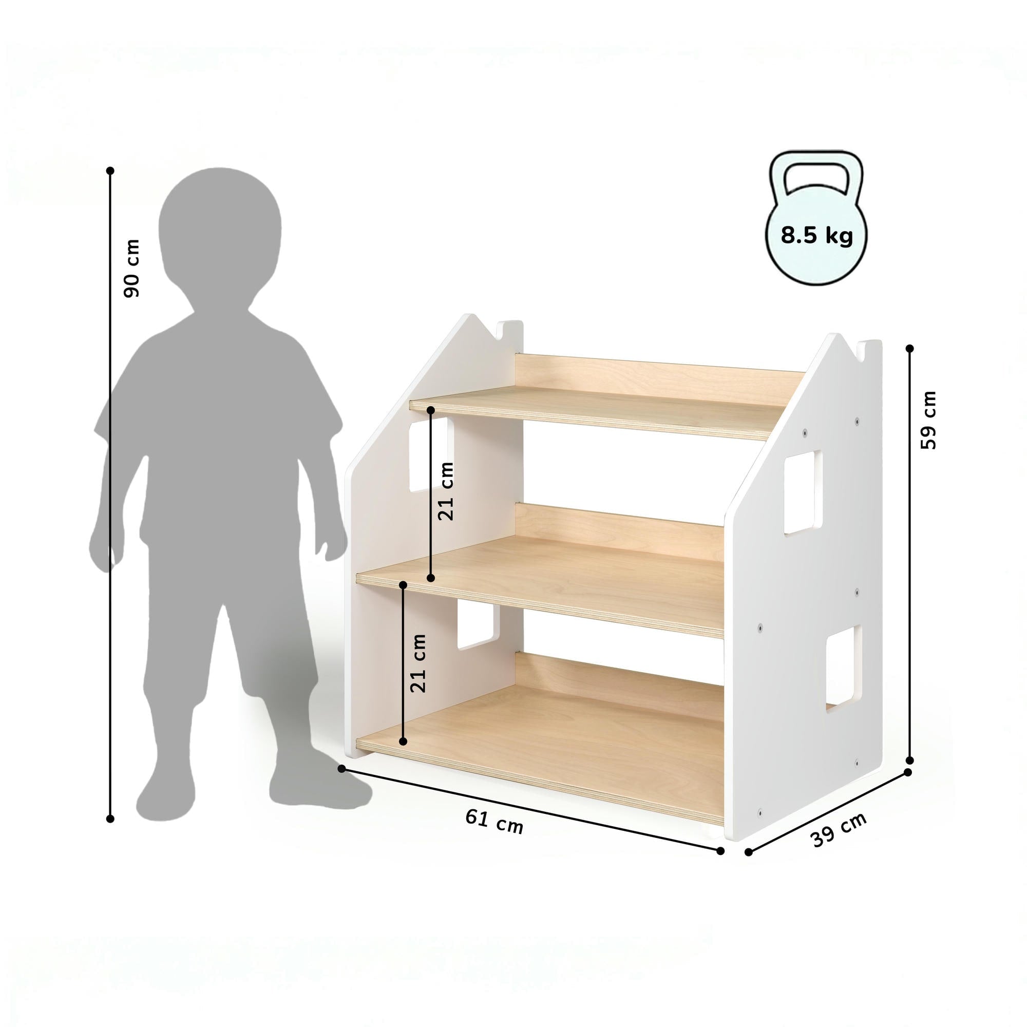 Étagère à jouets - Blanc et Gris