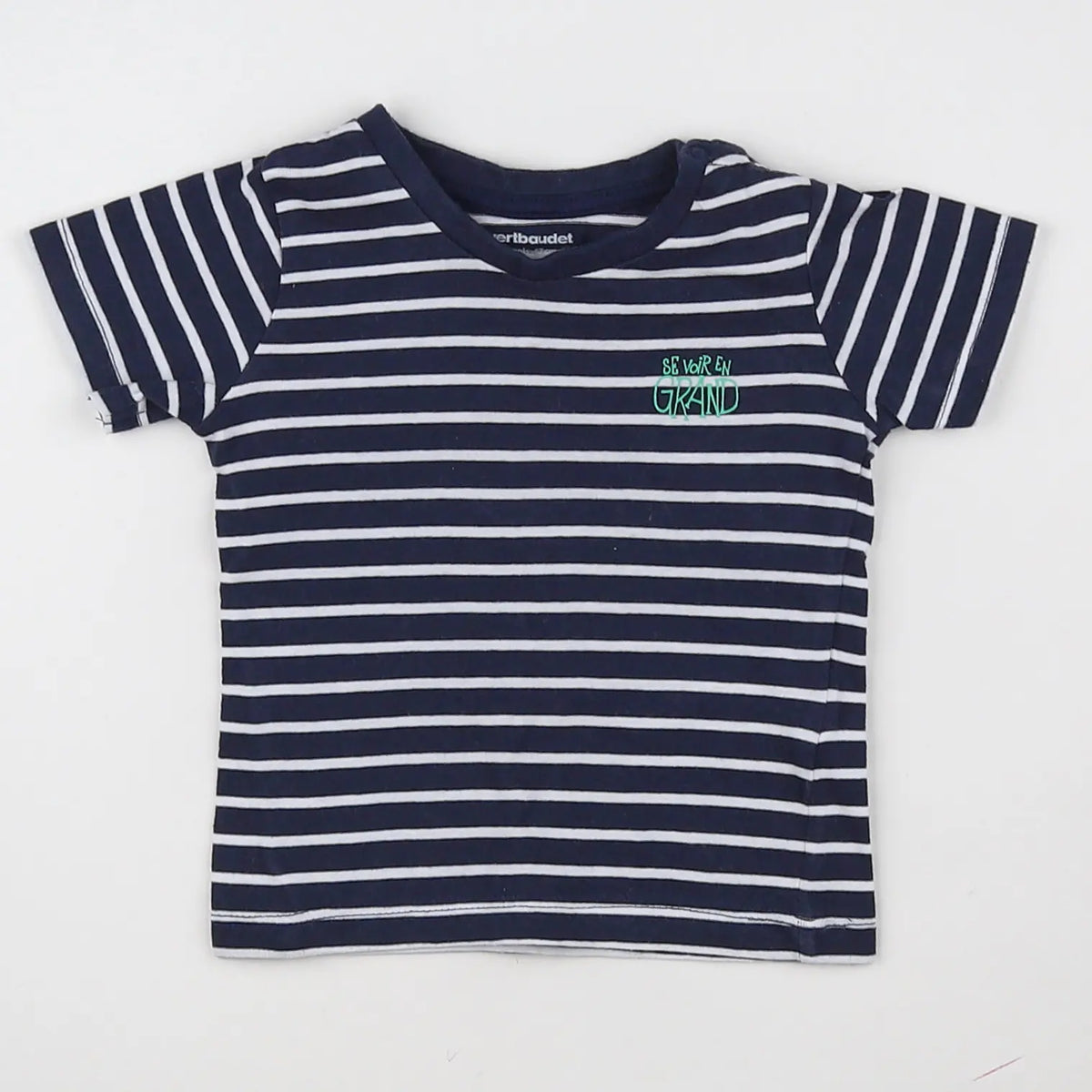 Vertbaudet - tee-shirt bleu, blanc - 6 mois