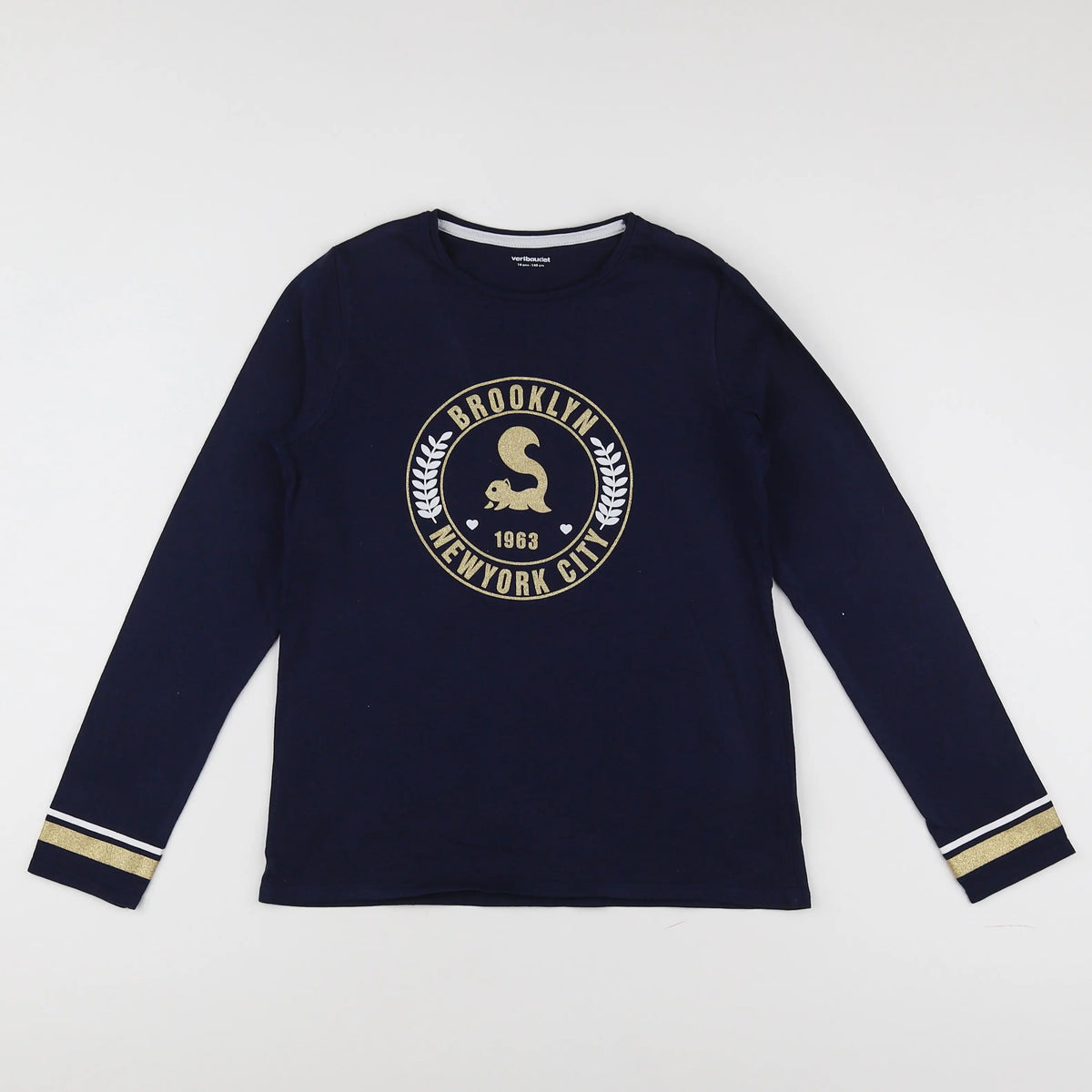 Vertbaudet - tee-shirt bleu, or - 10 ans