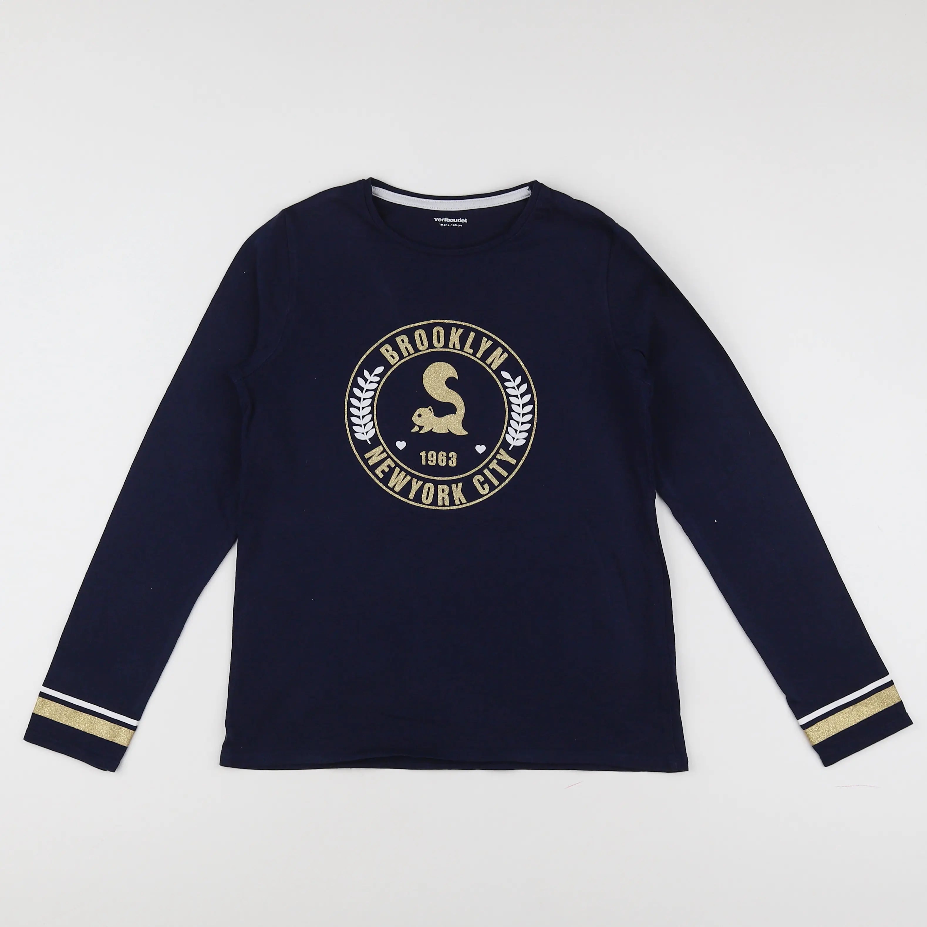 Vertbaudet - tee-shirt bleu, or - 10 ans