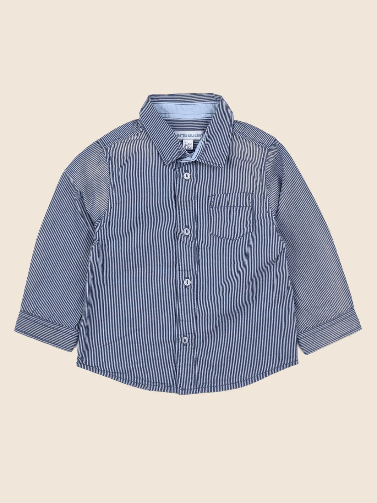 Vertbaudet - chemise bleu - 12 mois