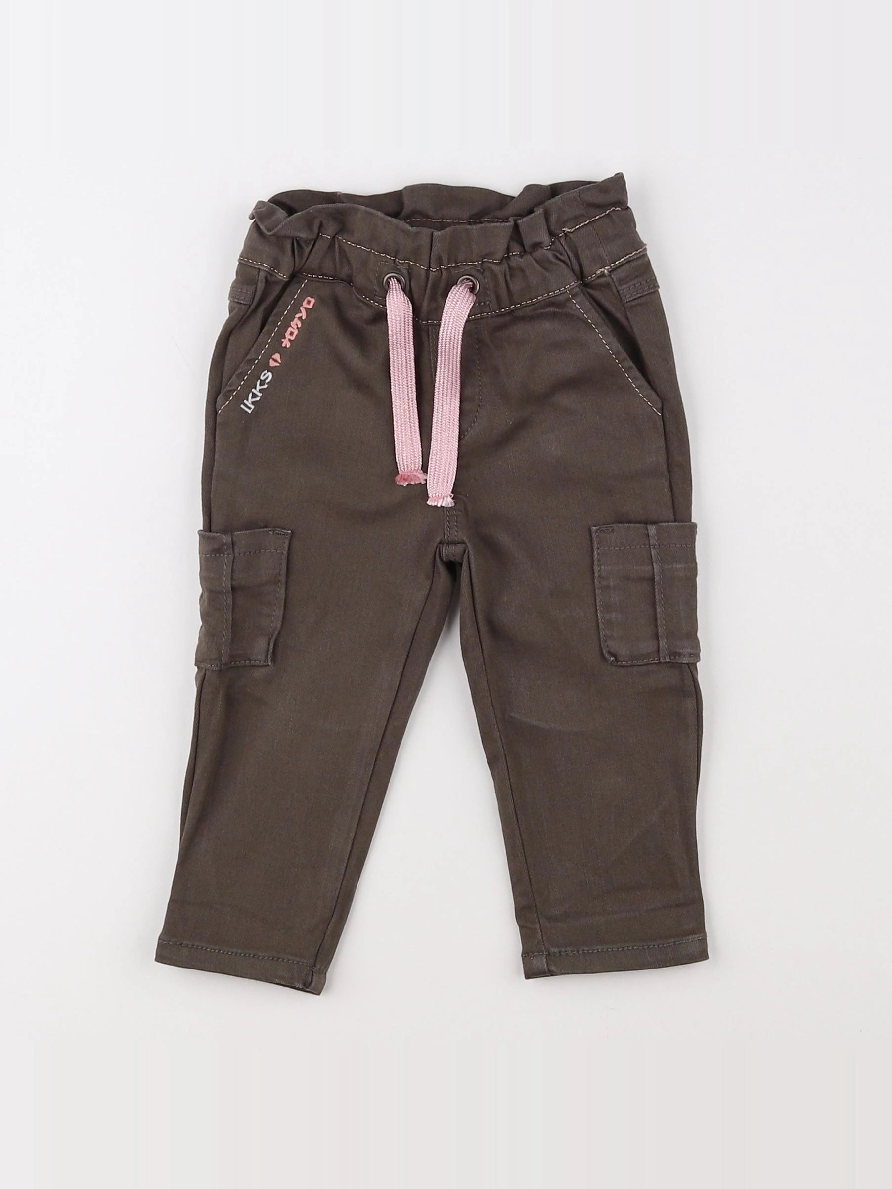 IKKS - pantalon vert, rose - 6 mois