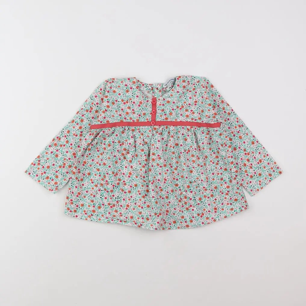 Vertbaudet - blouse vert, blanc - 18 mois