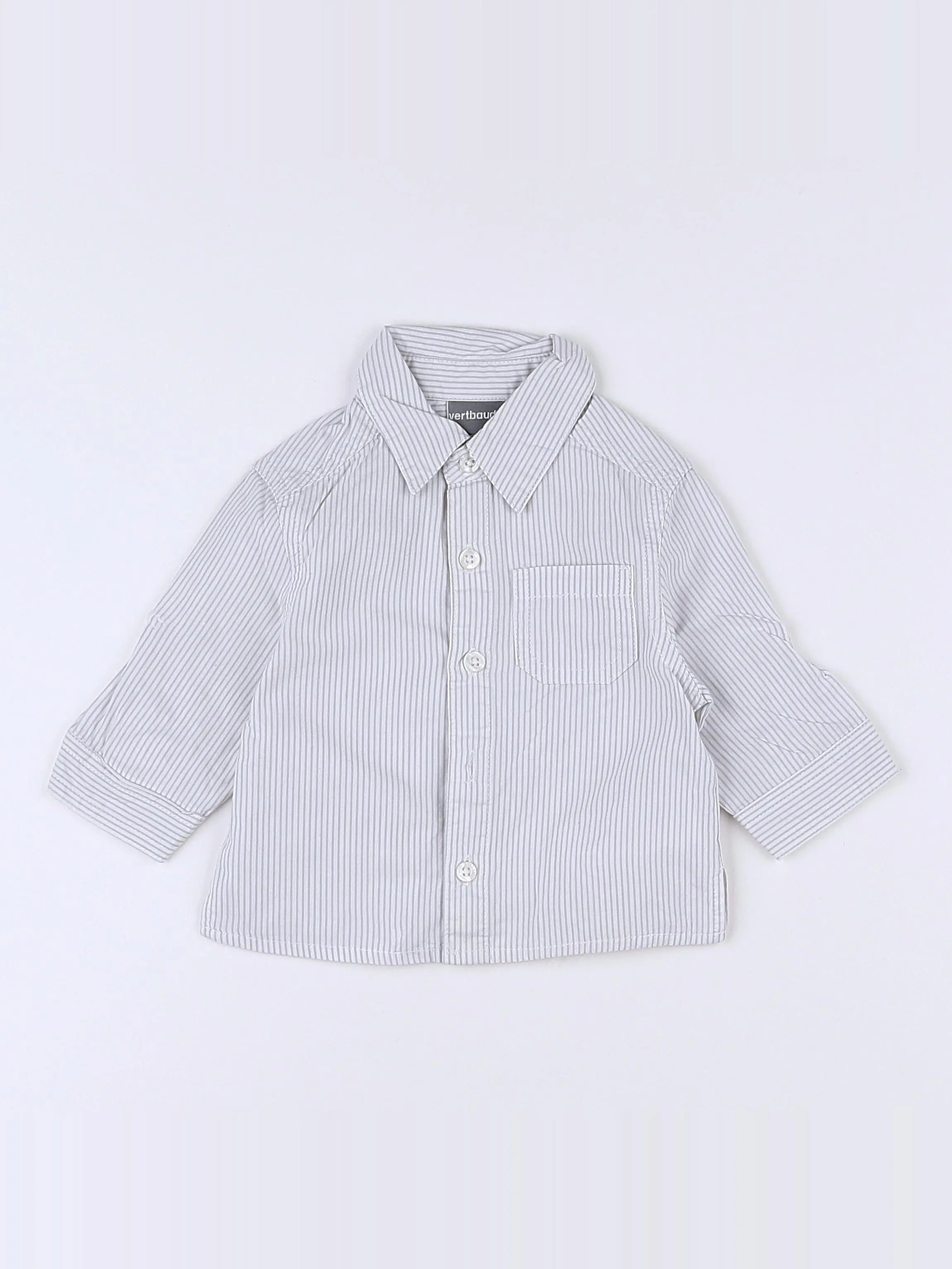Vertbaudet - chemise blanc, beige - 3 mois