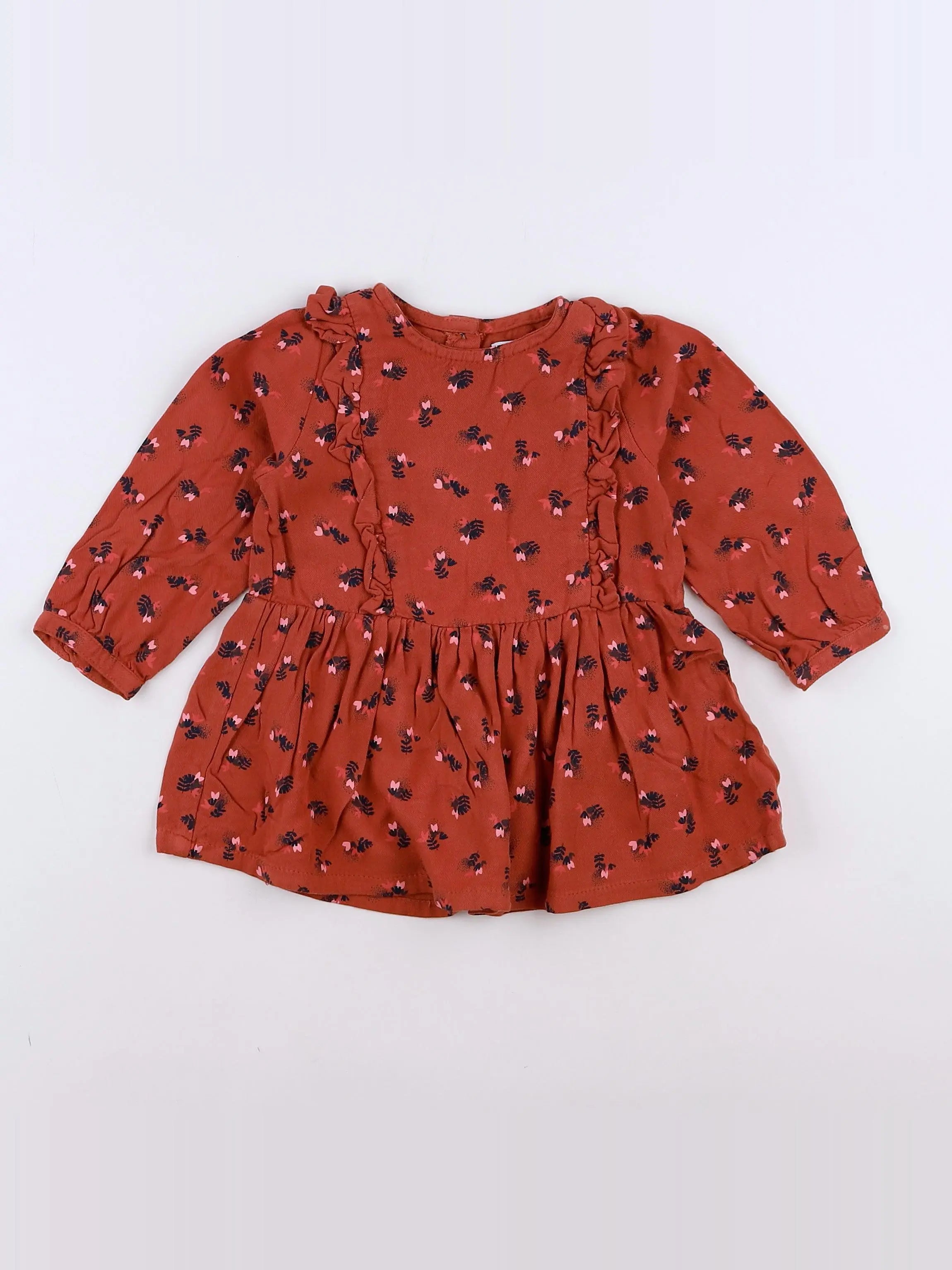 La Redoute - robe marron, rose - 12 mois