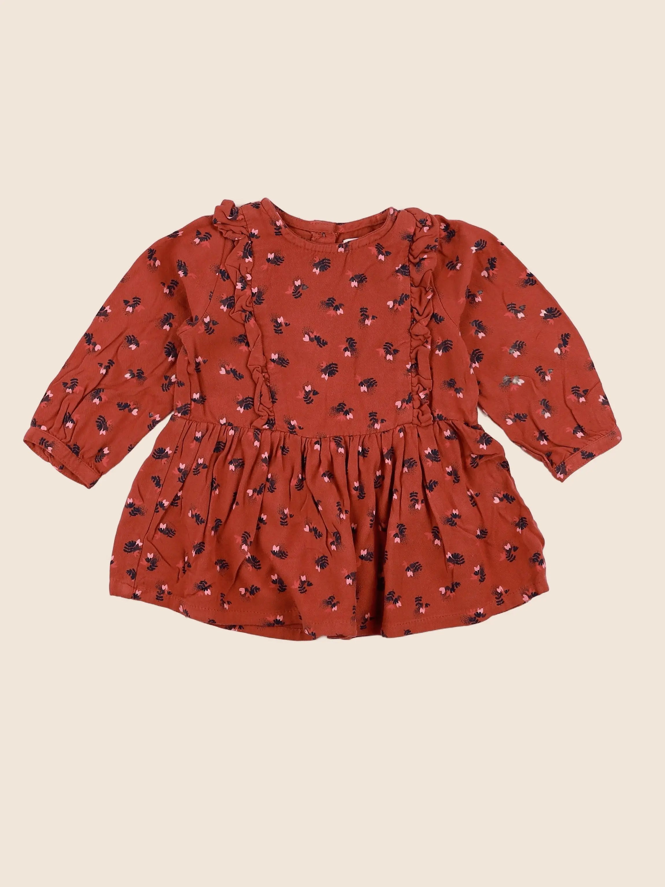 La Redoute - robe marron, rose - 12 mois