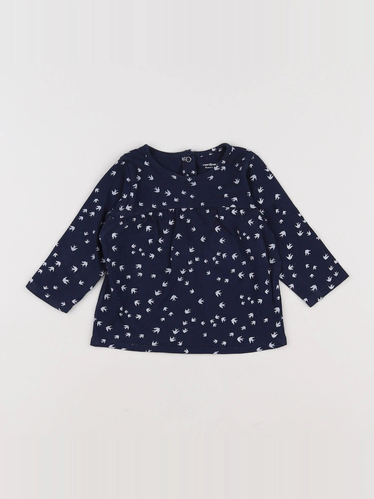 Vertbaudet - tee-shirt bleu, blanc - 9 mois