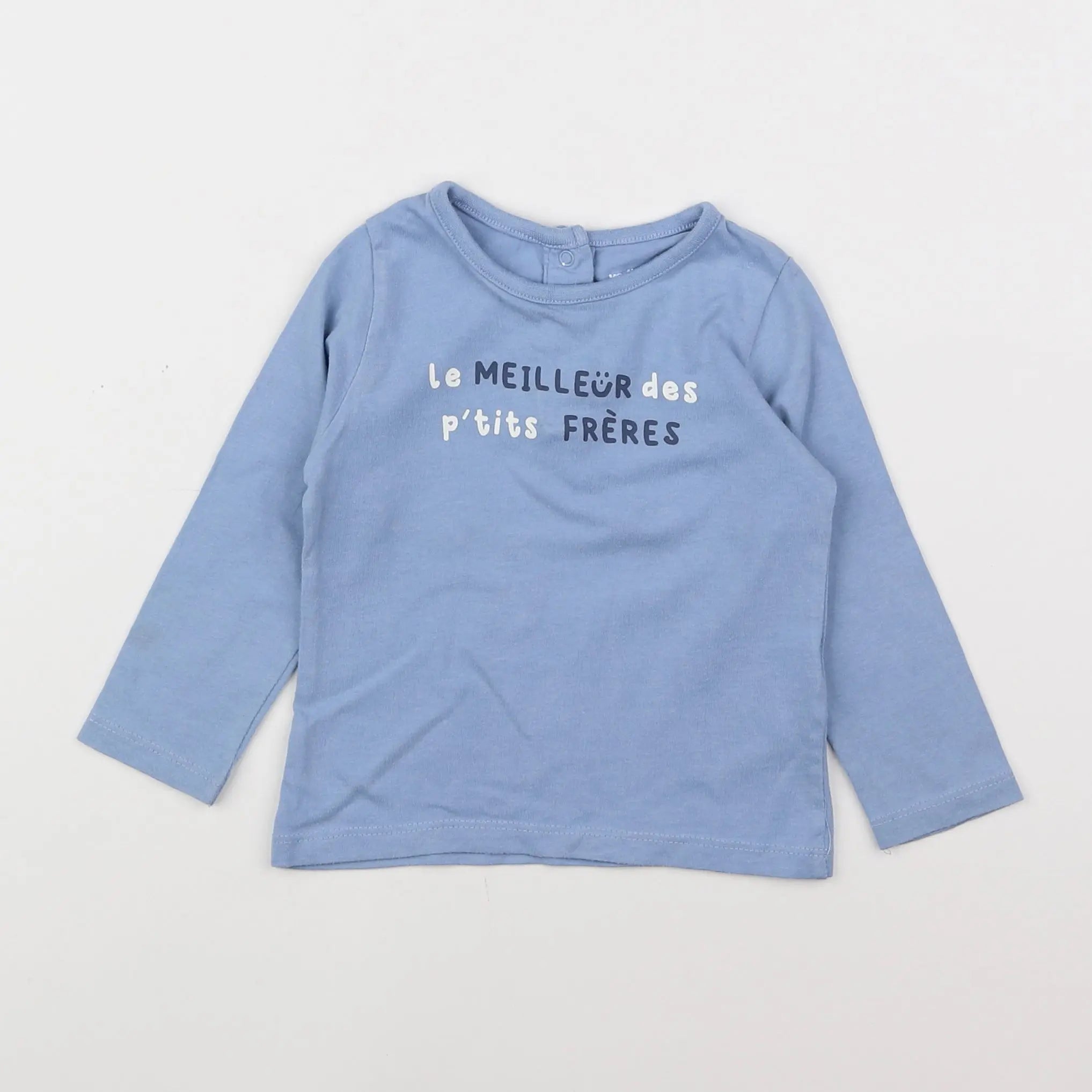 Vertbaudet - tee-shirt bleu, blanc - 12 mois