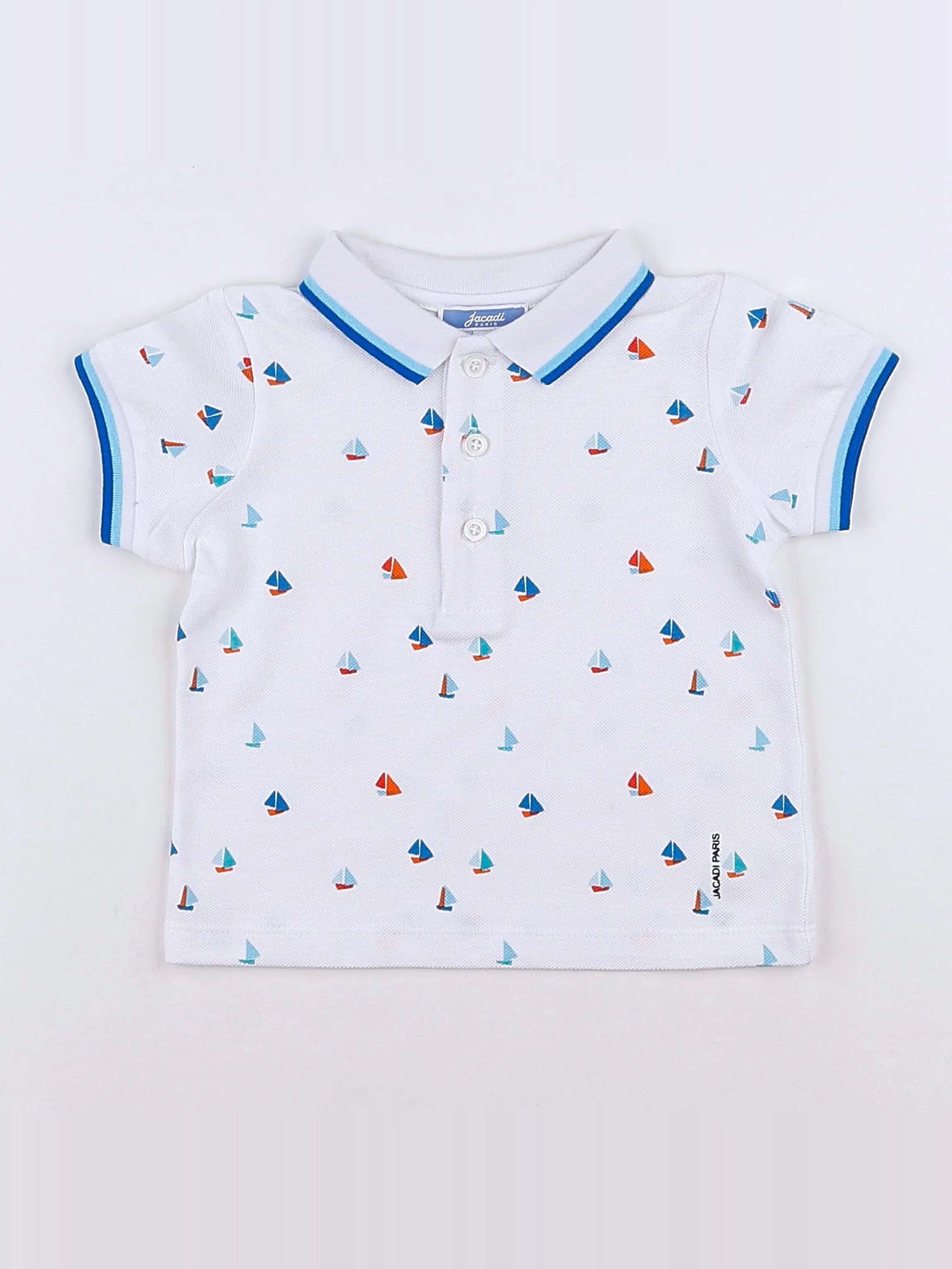 Jacadi - polo bleu, blanc - 12 mois