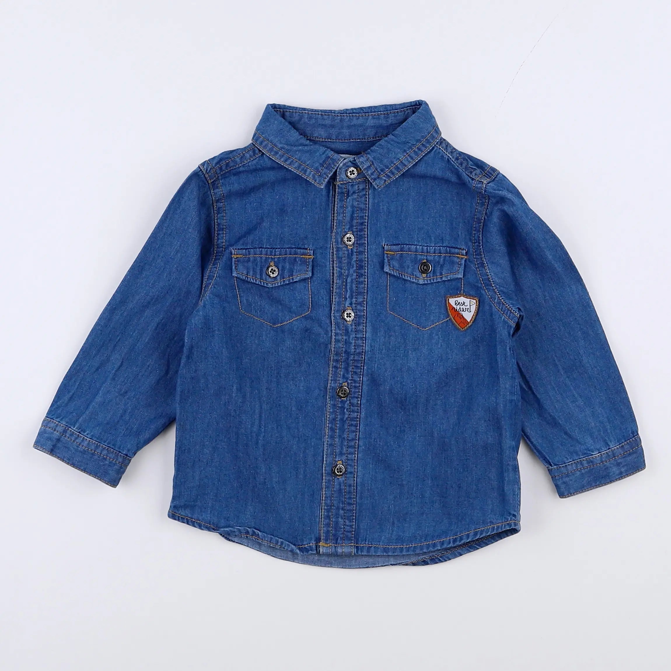 Vertbaudet - chemise bleu - 9 mois
