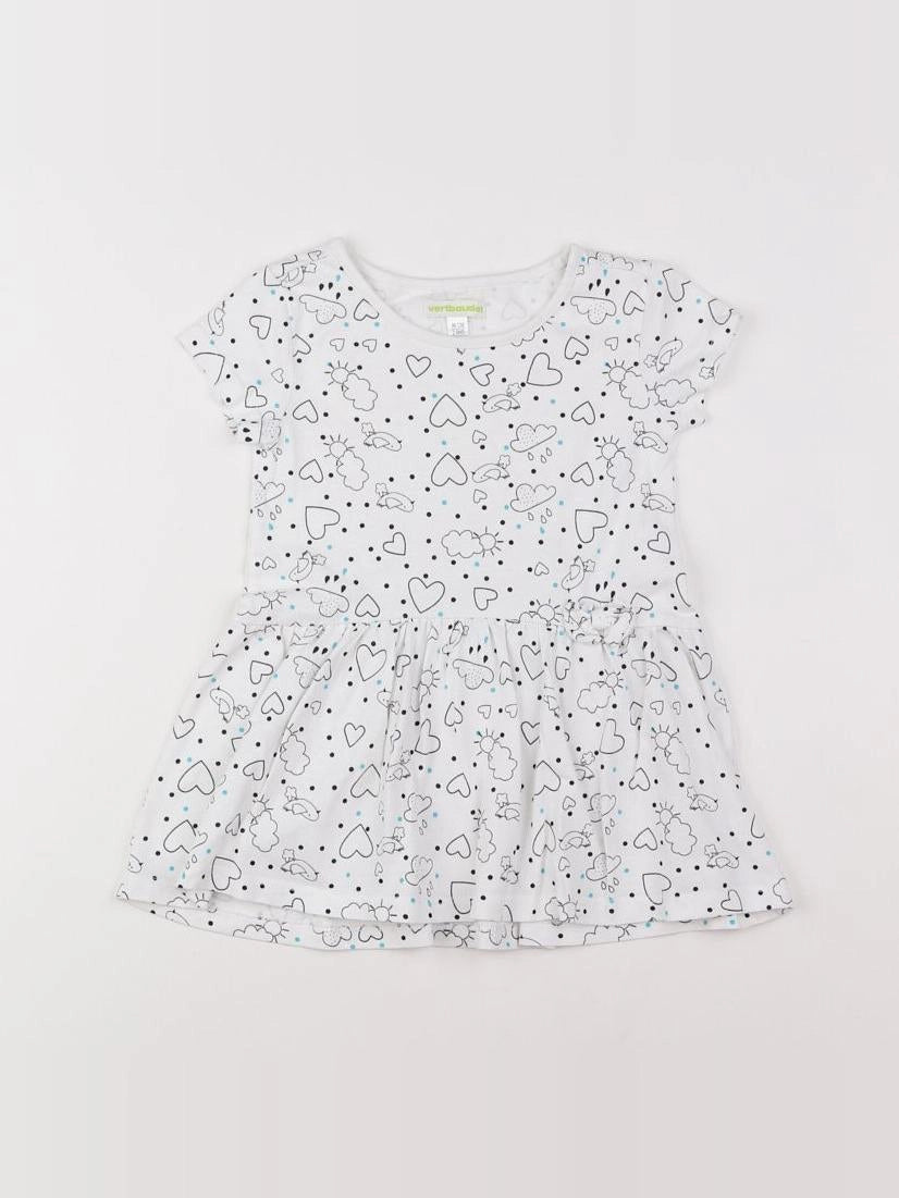 Vertbaudet - robe blanc, noir - 2 ans