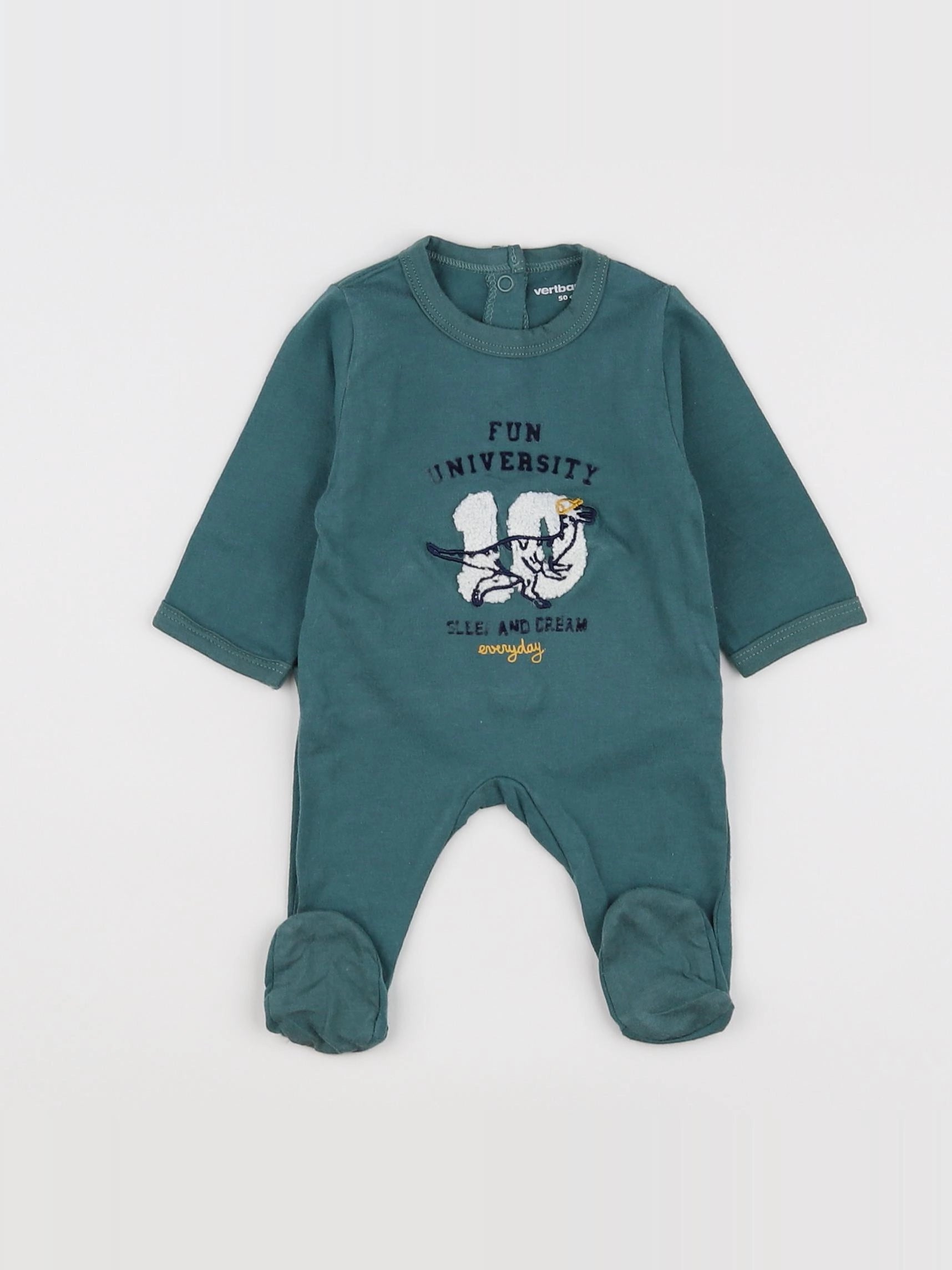 Vertbaudet - pyjama coton vert - 0 mois