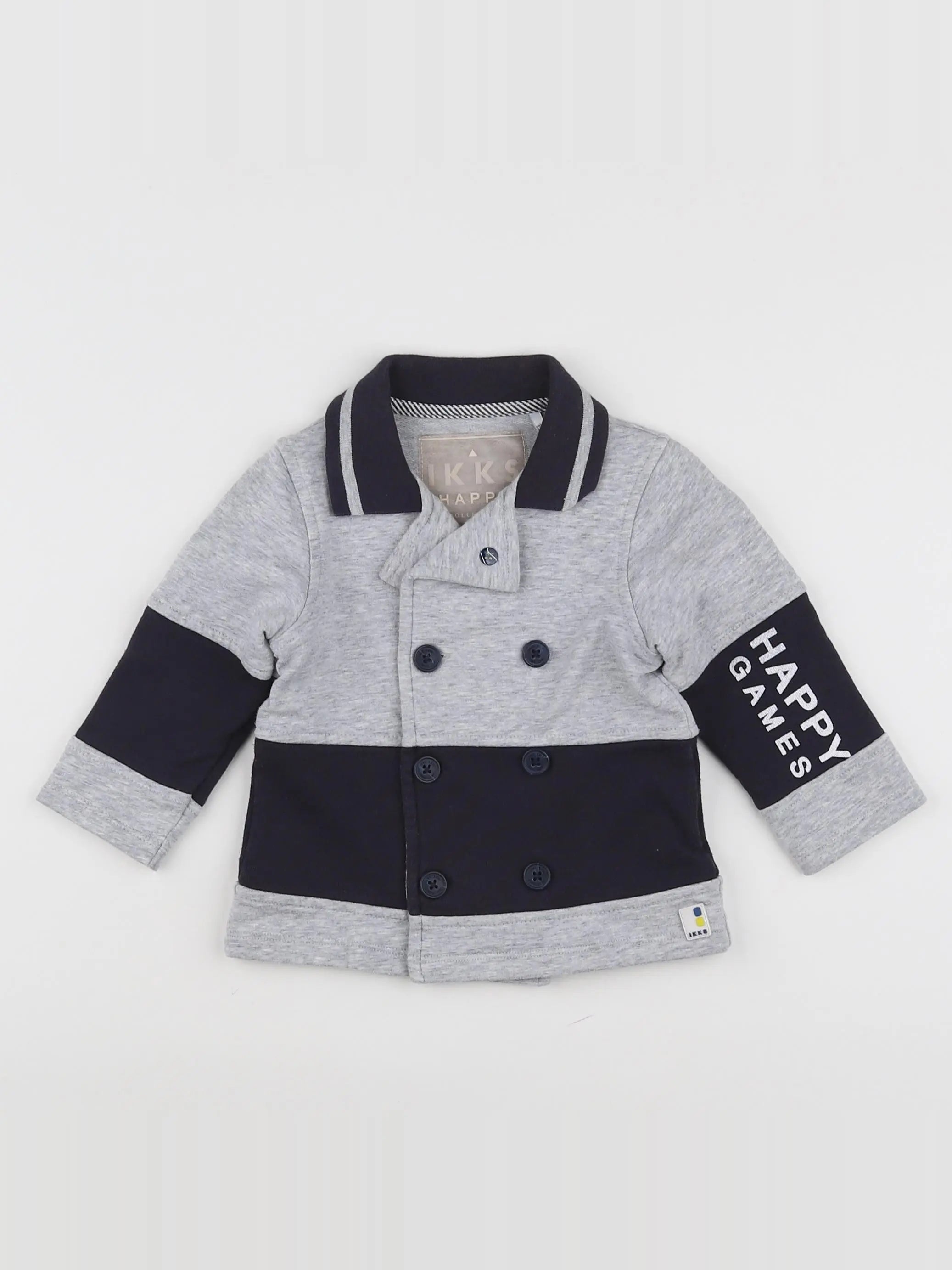 IKKS - sweat bleu, gris - 12 mois