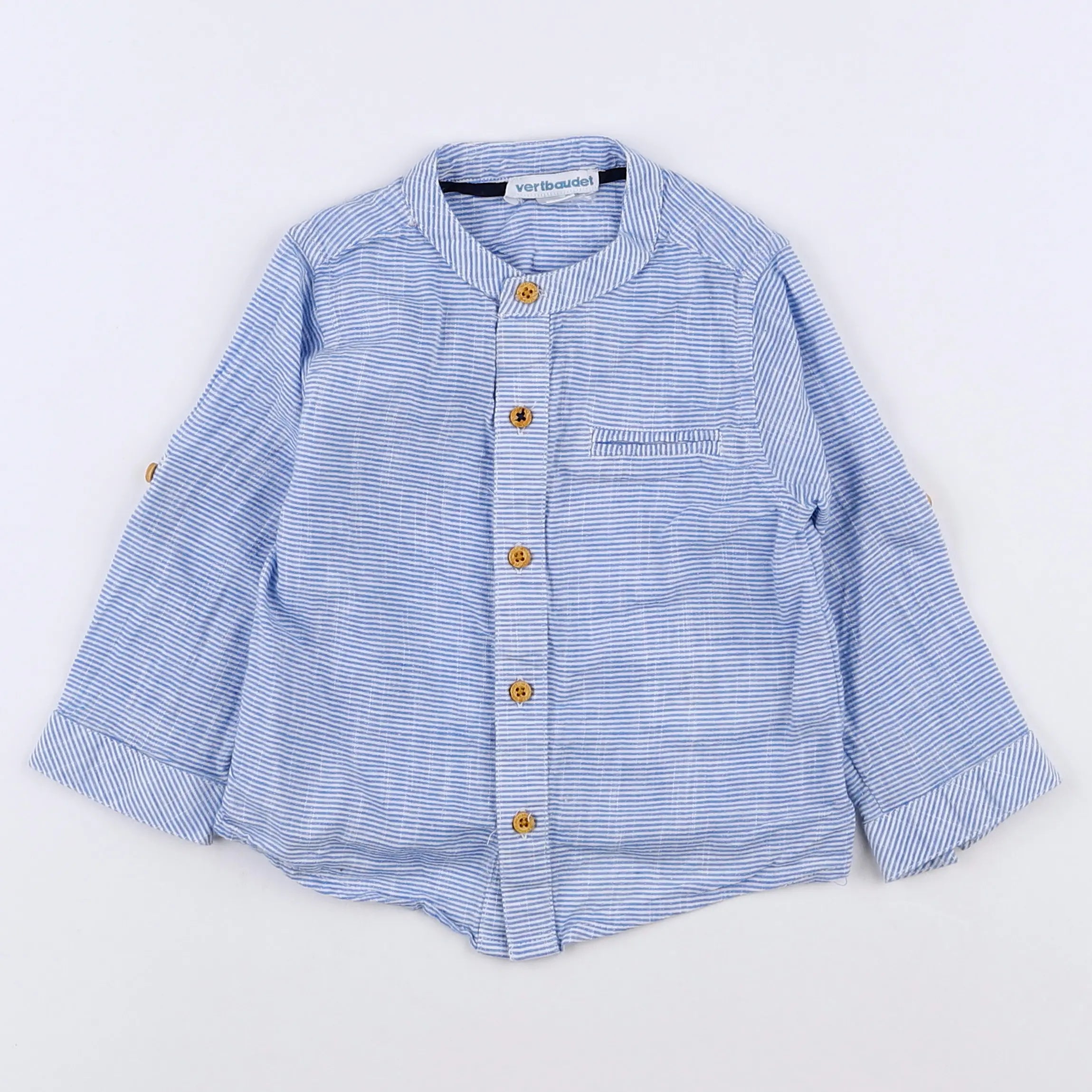 Vertbaudet - chemise bleu - 12 mois
