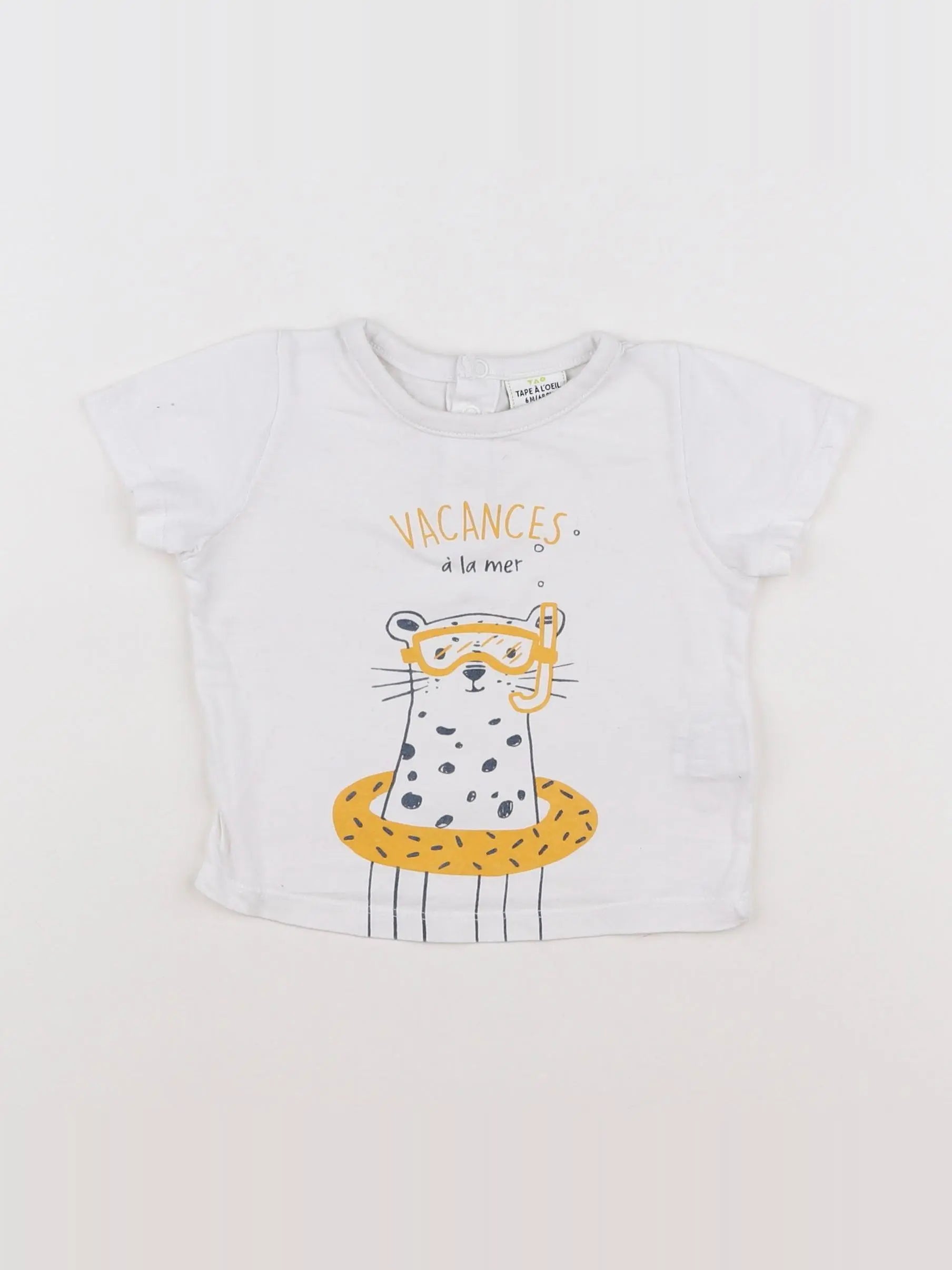 Tape à l'oeil - tee-shirt blanc, jaune - 6 mois
