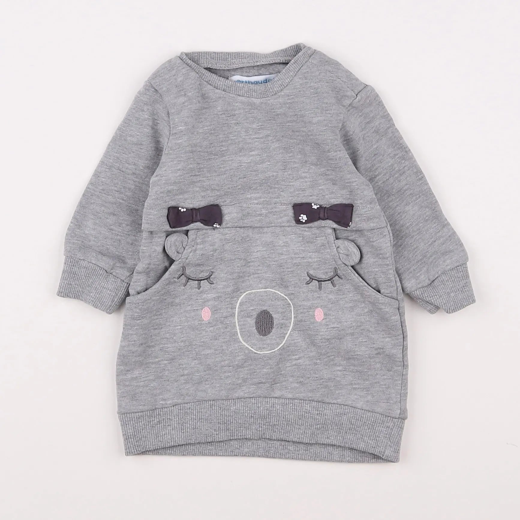 Vertbaudet - robe coton gris - 3 mois