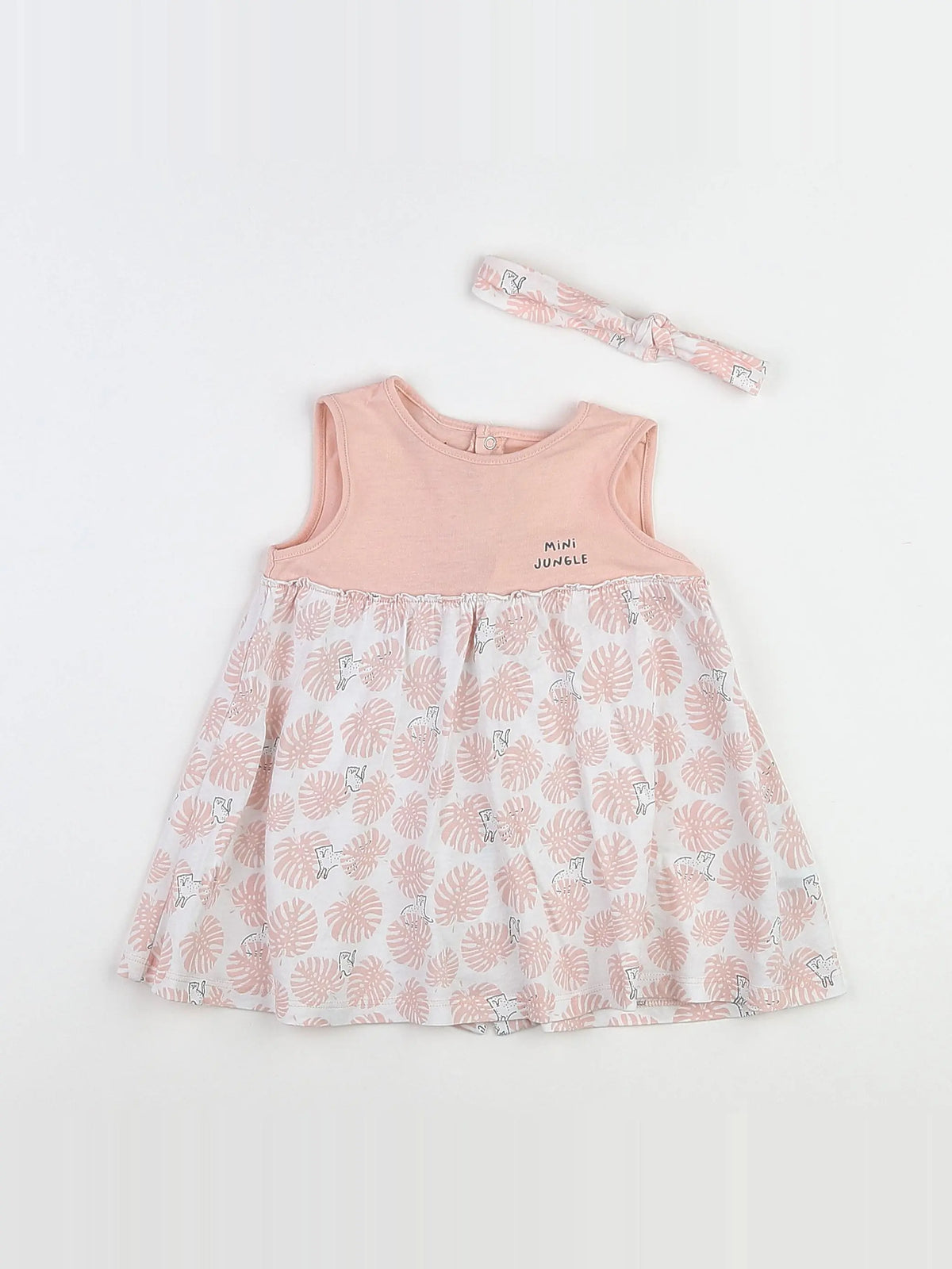Vertbaudet - robe rose, blanc - 9 mois