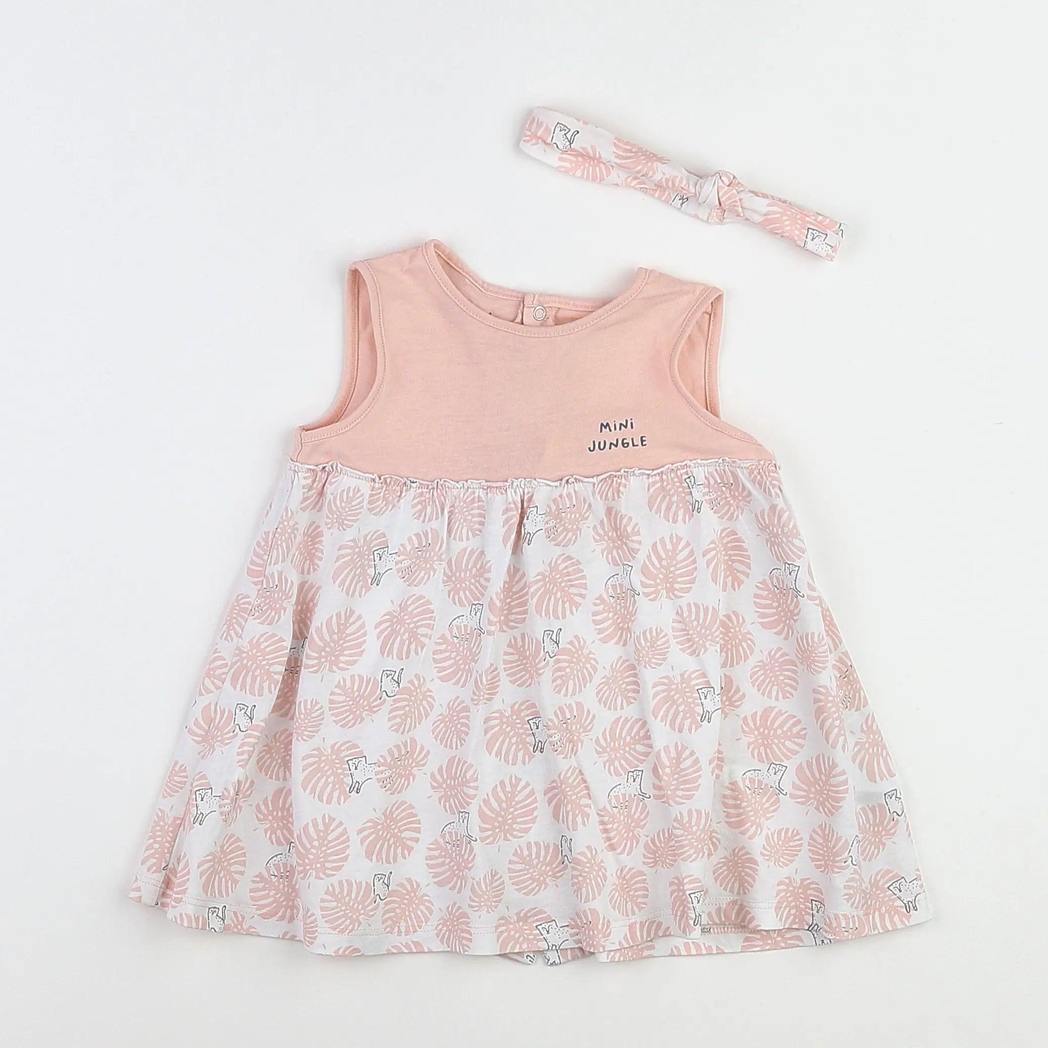 Vertbaudet - robe rose, blanc - 9 mois