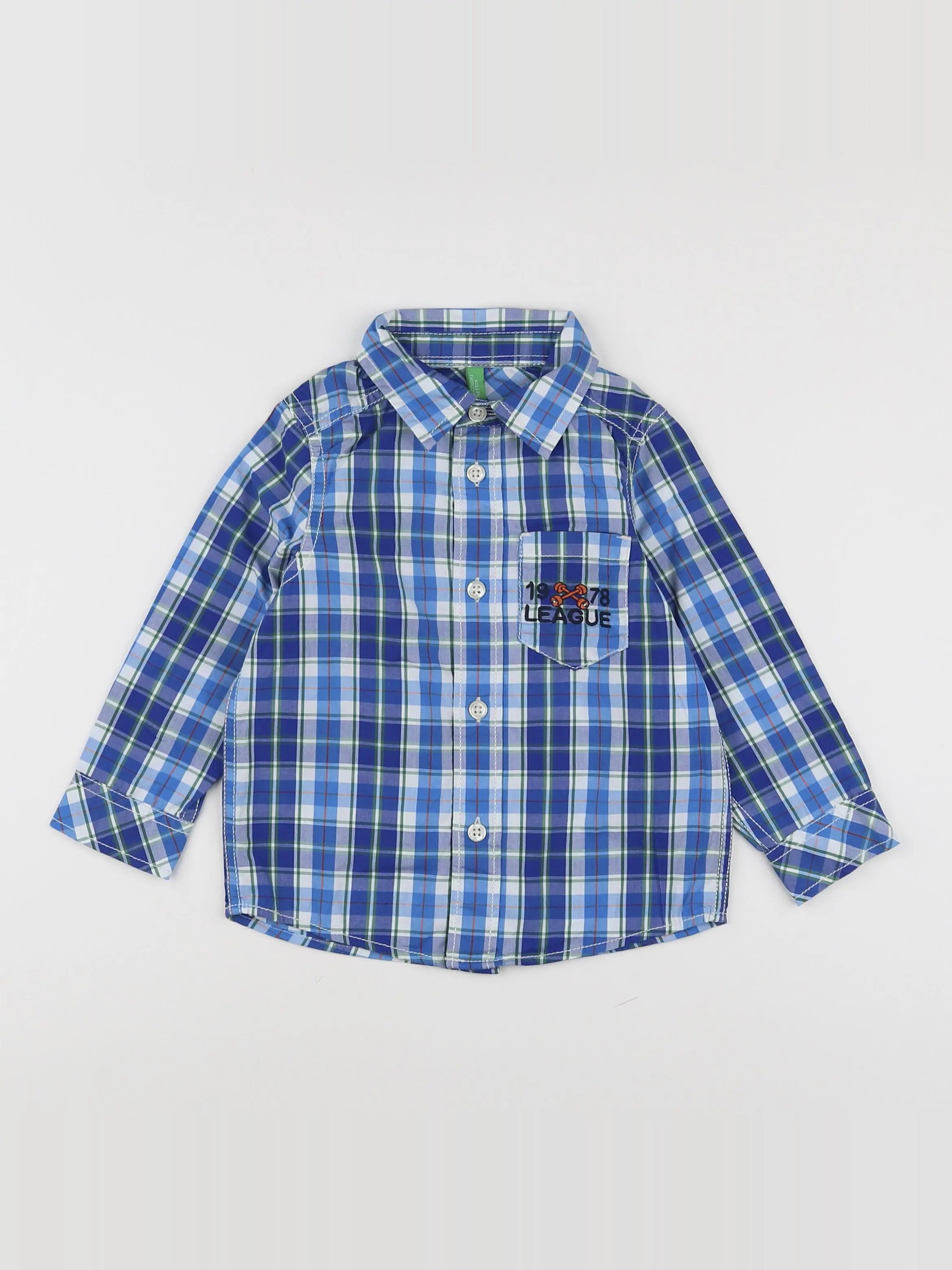 Benetton - chemise bleu - 12/18 mois